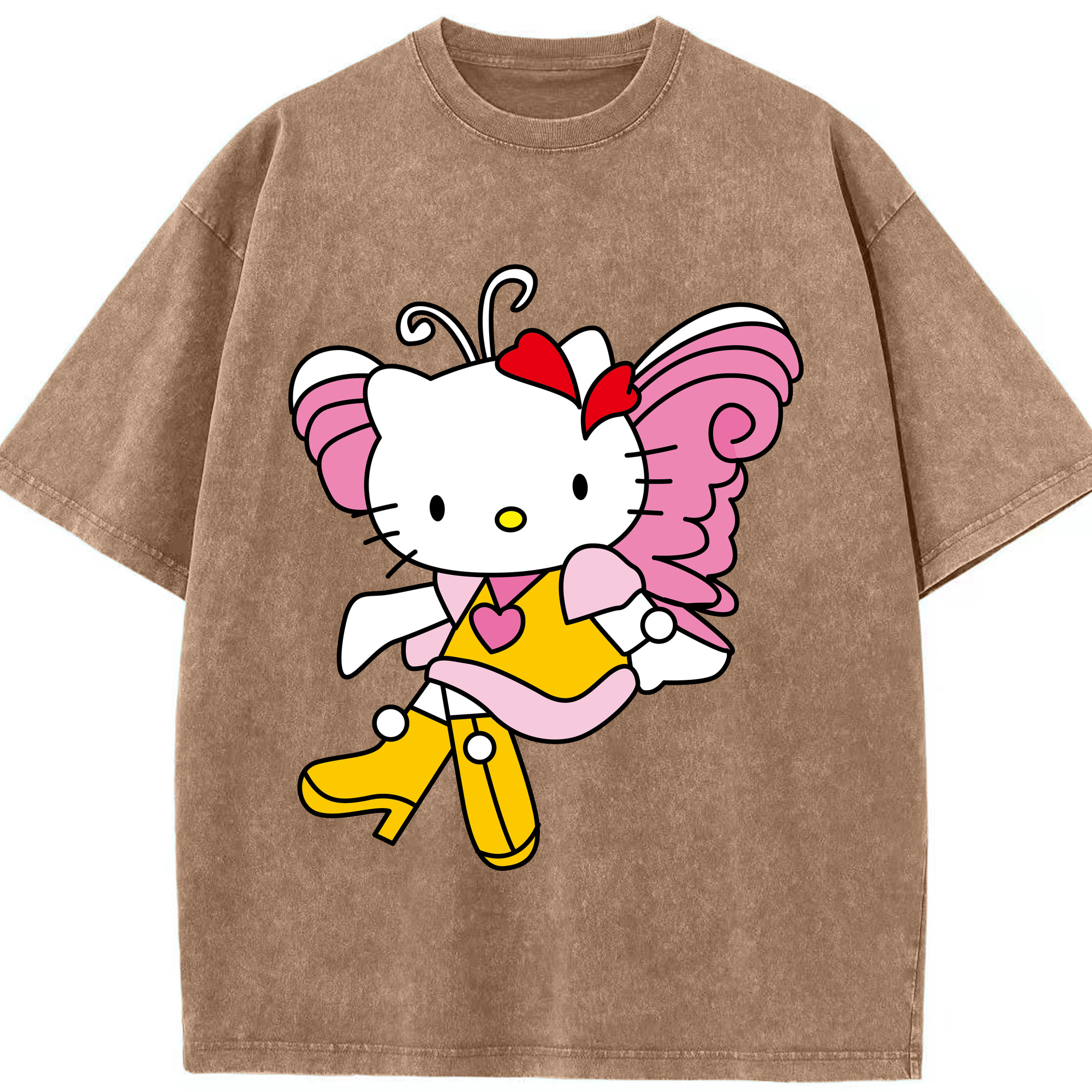 （画像用） Hello Kitty ハローキティ 綿100% ヴィンテージ風 半袖Tシャツ（フロントプリント）