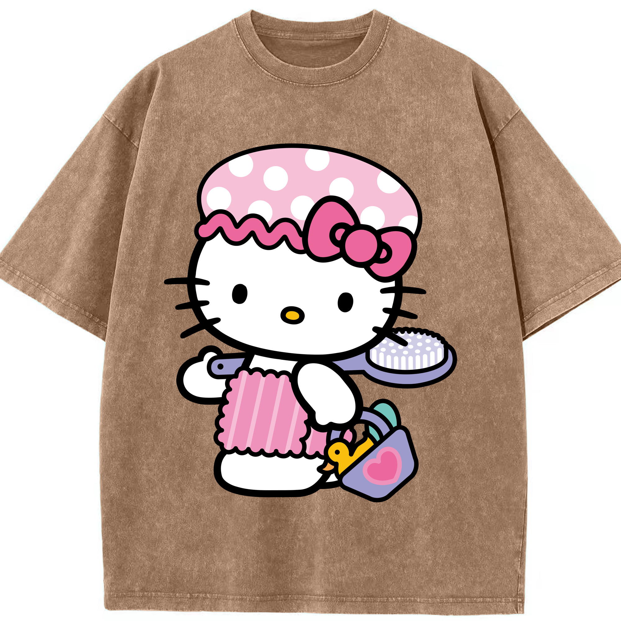 （画像用） Hello Kitty ハローキティ 綿100% ヴィンテージ風 半袖Tシャツ（フロントプリント）