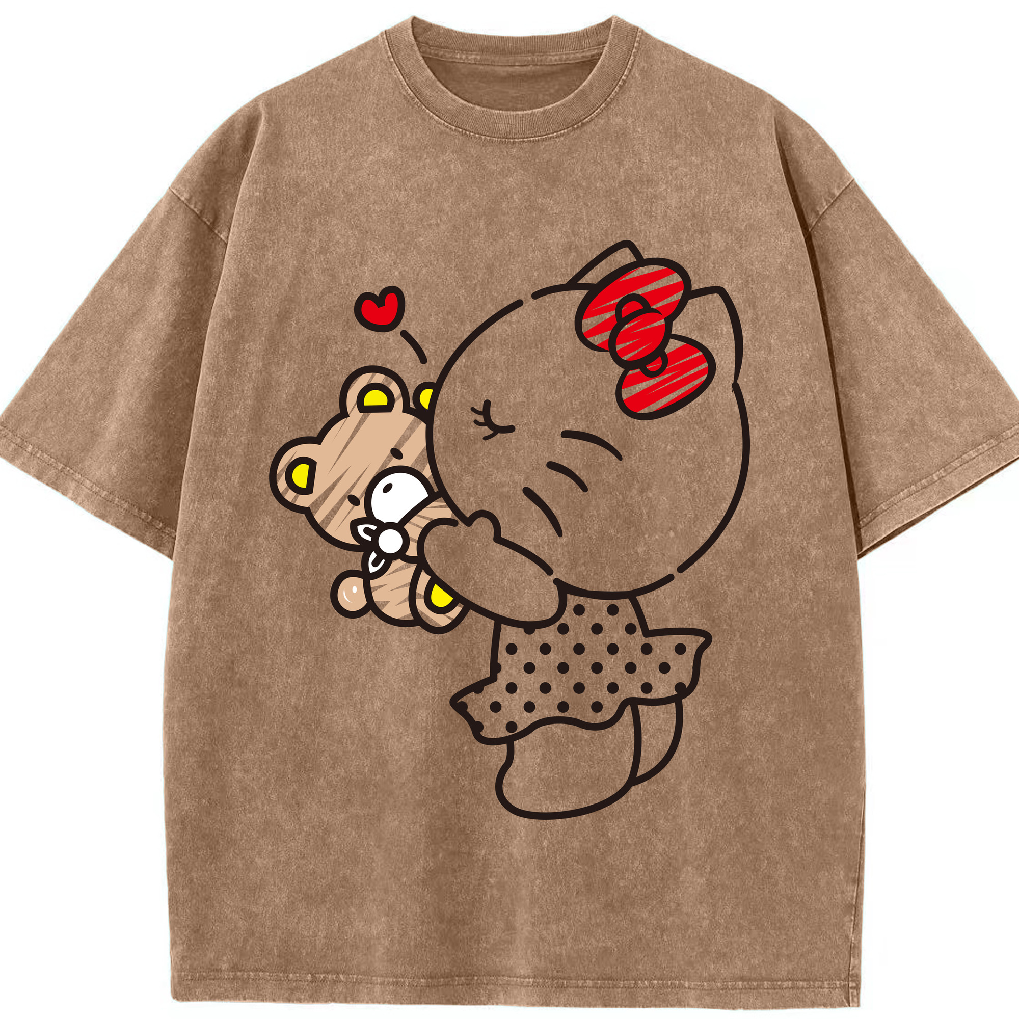 （画像用） Hello Kitty ハローキティ 綿100% ヴィンテージ風 半袖Tシャツ（フロントプリント）