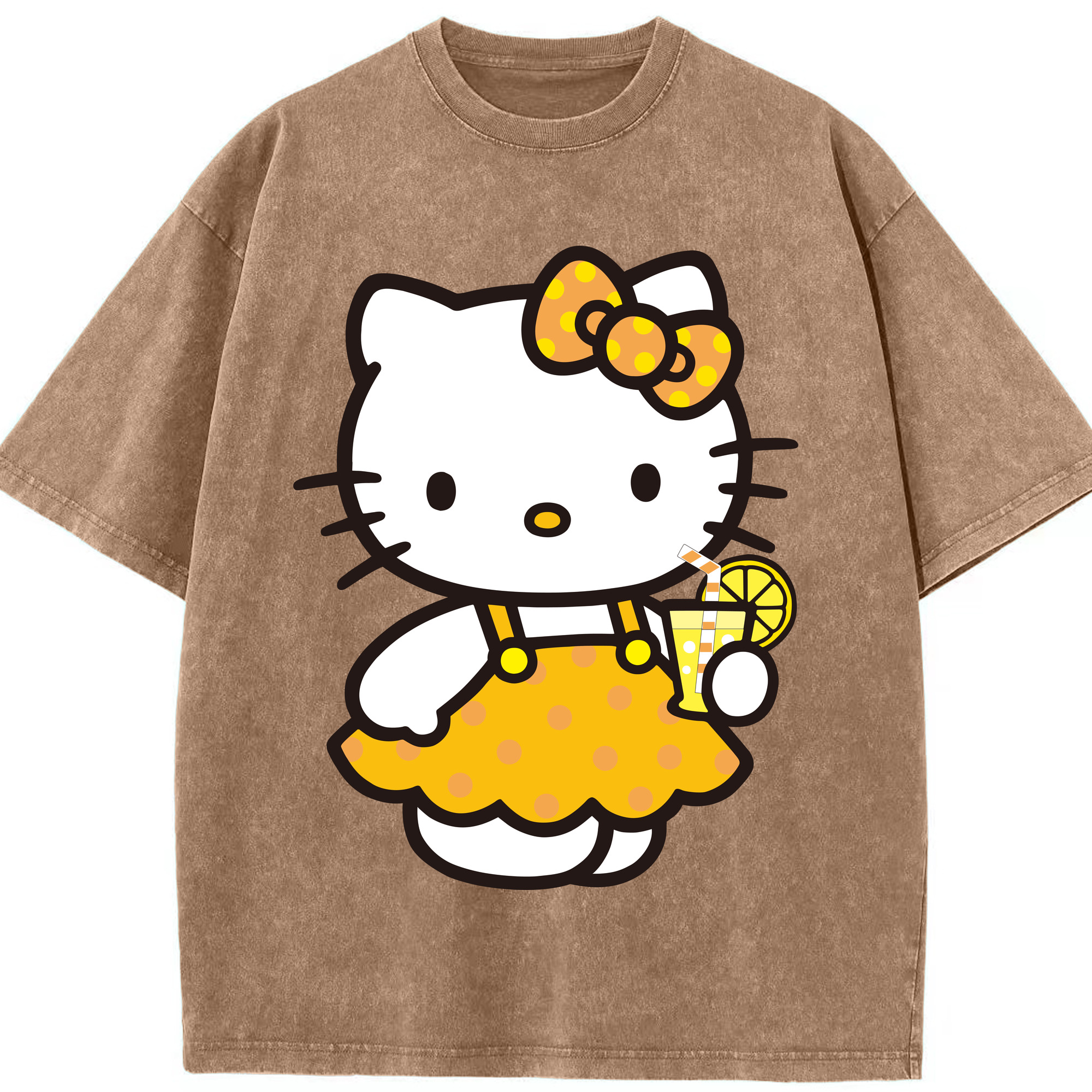 （画像用） Hello Kitty ハローキティ 綿100% ヴィンテージ風 半袖Tシャツ（フロントプリント）