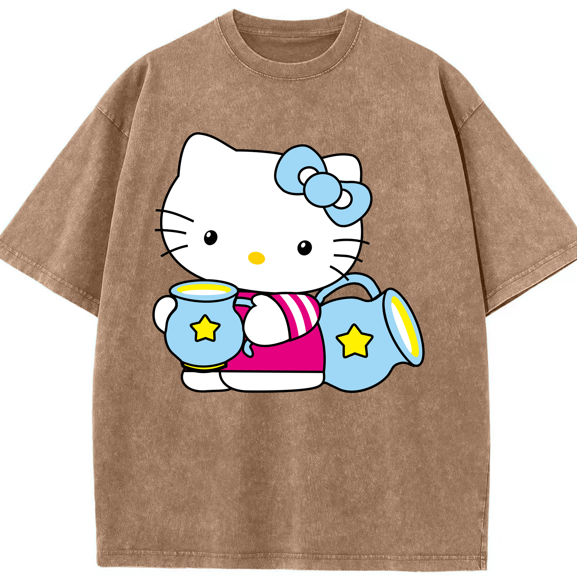 （画像用） Hello Kitty ハローキティ 綿100% ヴィンテージ風 半袖Tシャツ（フロントプリント）