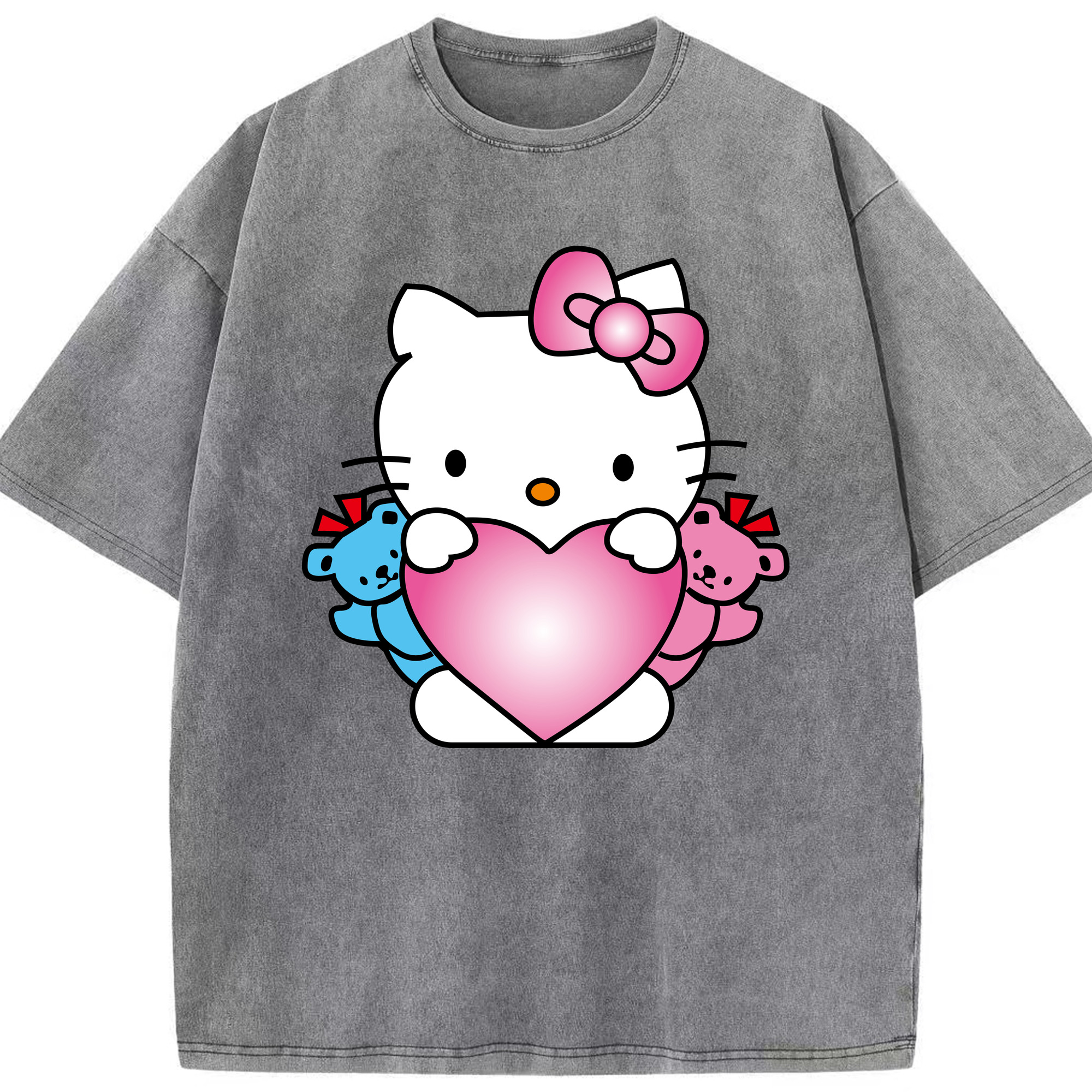 （画像用） Hello Kitty ハローキティ 綿100% ヴィンテージ風 半袖Tシャツ（フロントプリント）