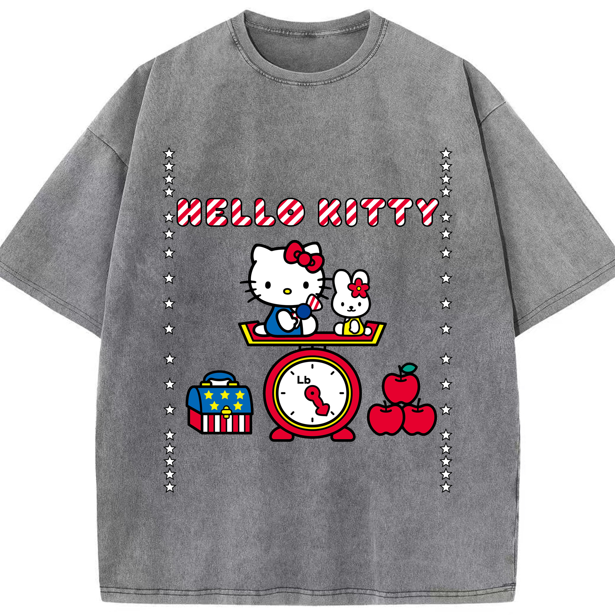 （画像用） Hello Kitty ハローキティ 綿100% ヴィンテージ風 半袖Tシャツ（フロントプリント）