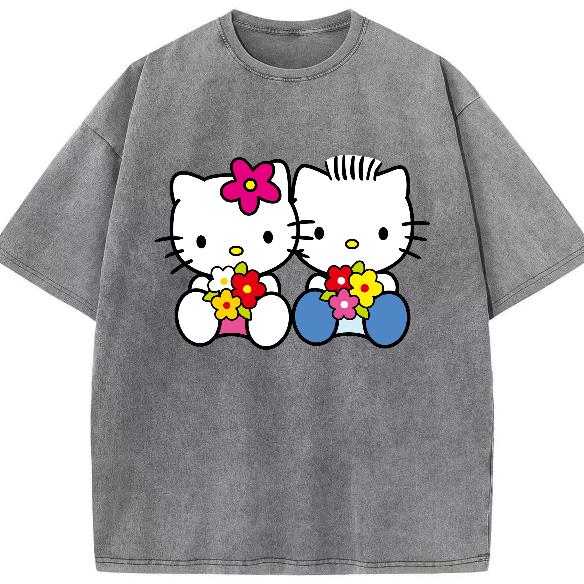 （画像用） Hello Kitty ハローキティ 綿100% ヴィンテージ風 半袖Tシャツ（フロントプリント）