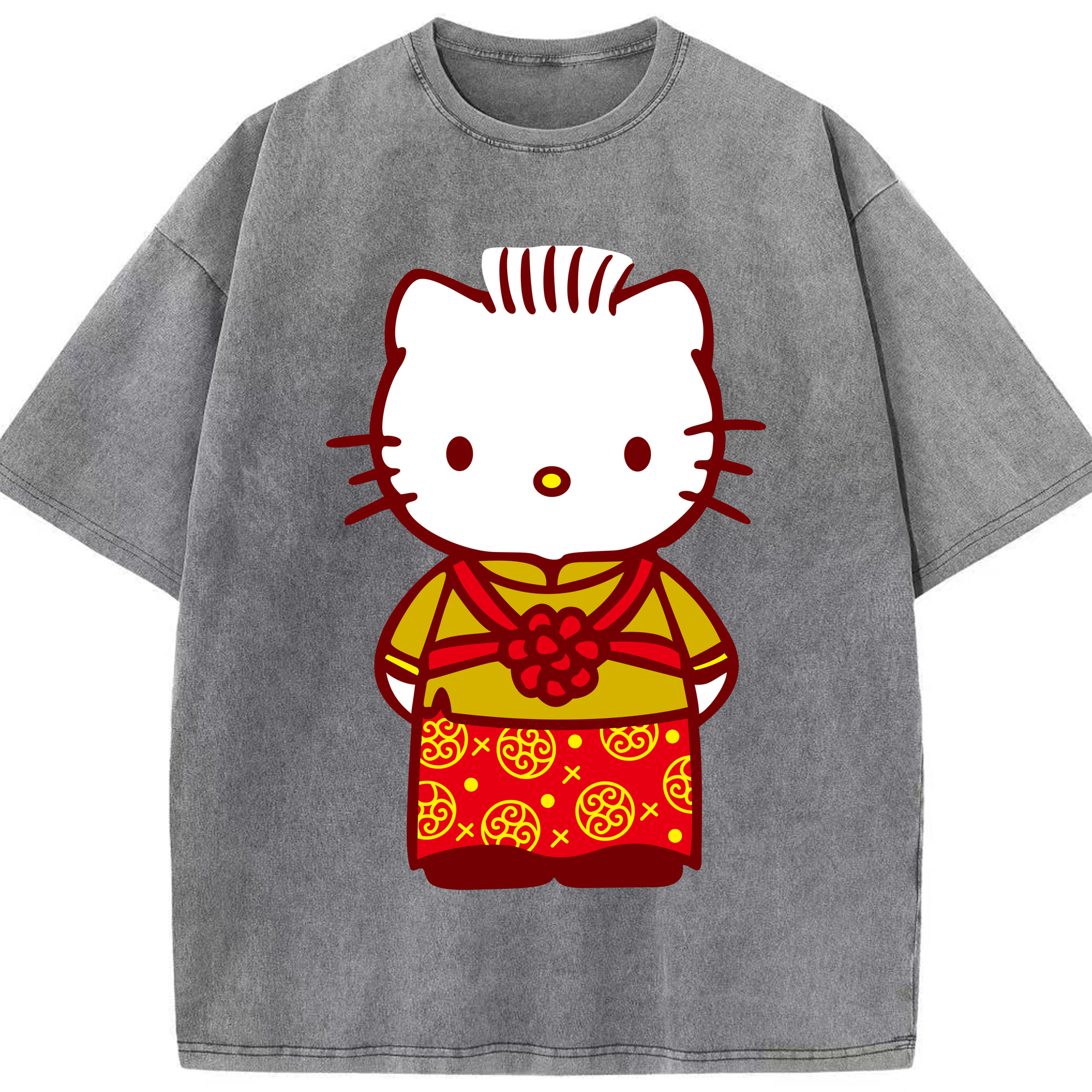 （画像用） Hello Kitty ハローキティ 綿100% ヴィンテージ風 半袖Tシャツ（フロントプリント）