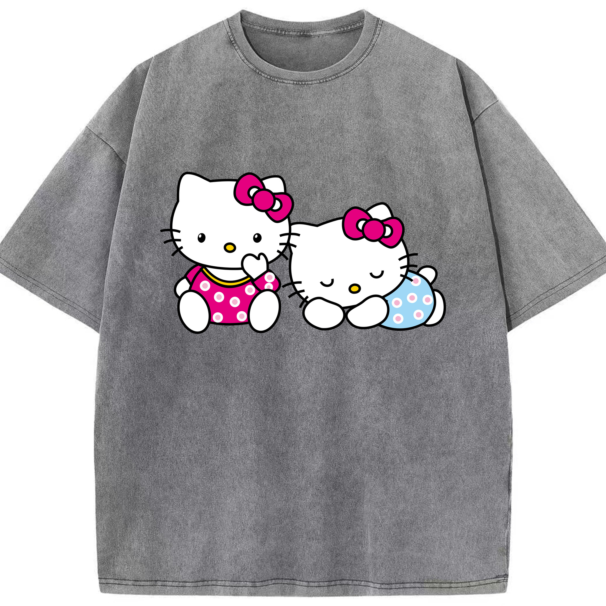 （画像用） Hello Kitty ハローキティ 綿100% ヴィンテージ風 半袖Tシャツ（フロントプリント）