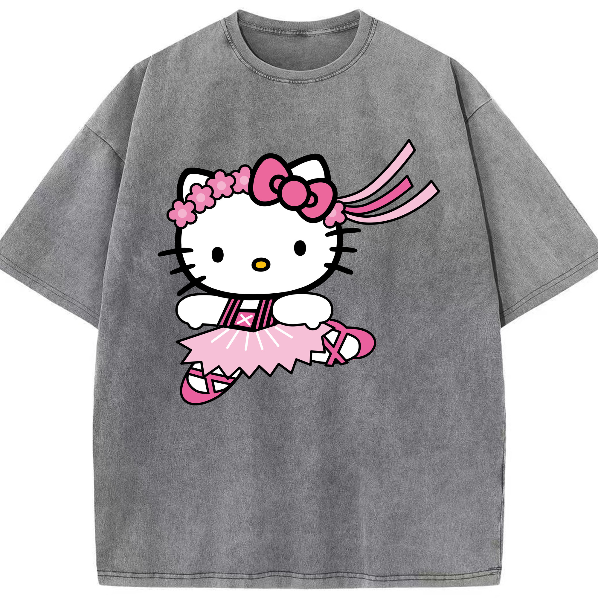 （画像用） Hello Kitty ハローキティ 綿100% ヴィンテージ風 半袖Tシャツ（フロントプリント）