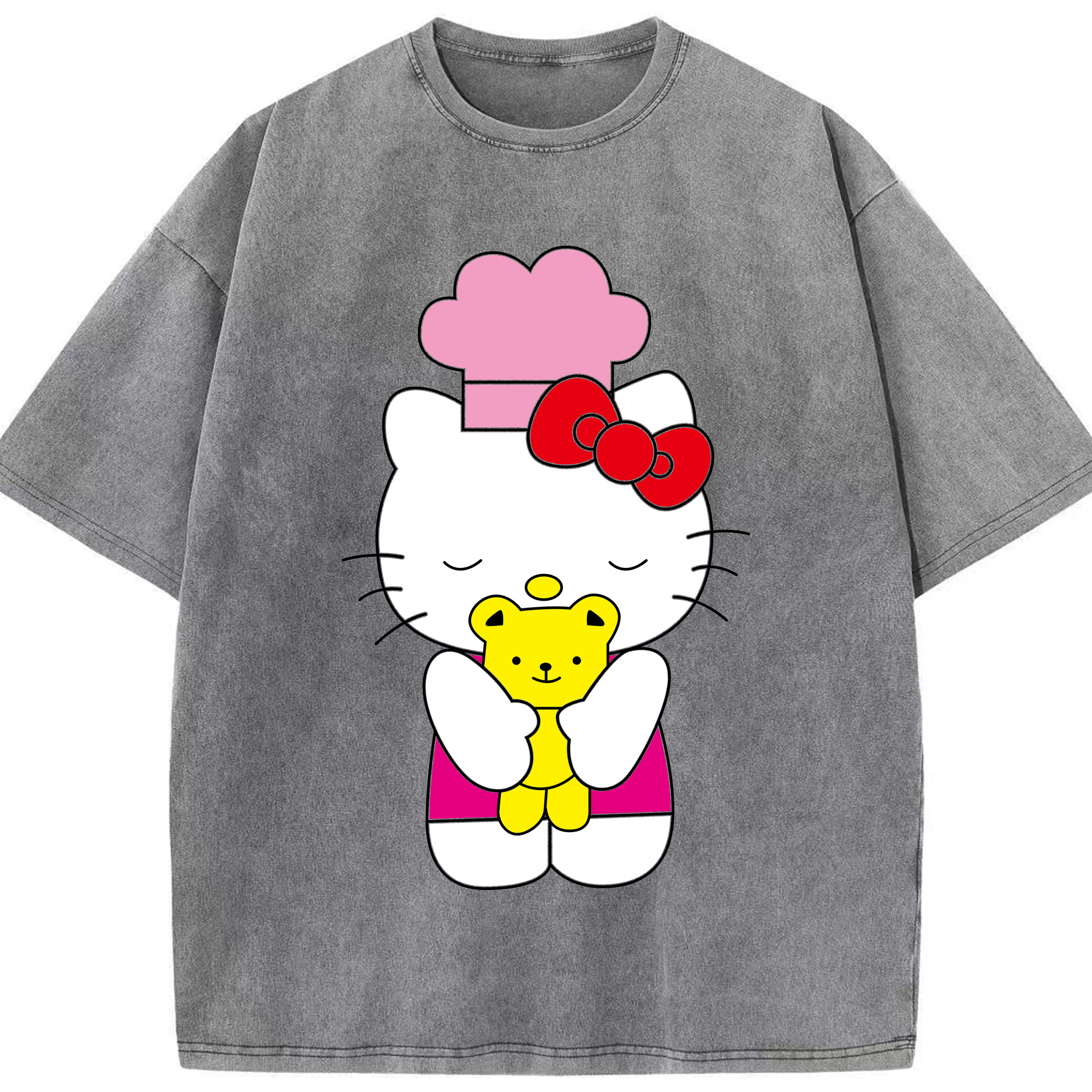 （画像用） Hello Kitty ハローキティ 綿100% ヴィンテージ風 半袖Tシャツ（フロントプリント）