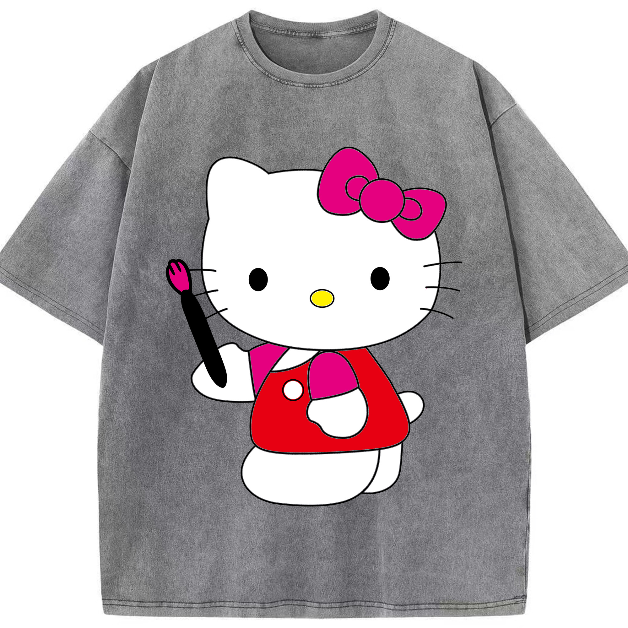 （画像用） Hello Kitty ハローキティ 綿100% ヴィンテージ風 半袖Tシャツ（フロントプリント）