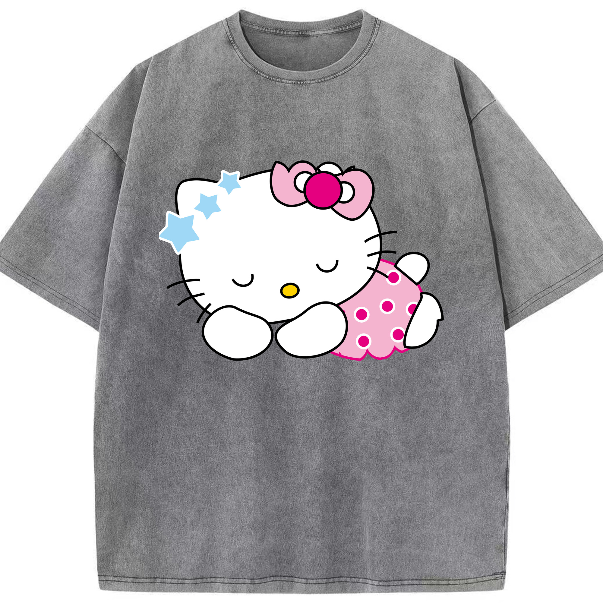 （画像用） Hello Kitty ハローキティ 綿100% ヴィンテージ風 半袖Tシャツ（フロントプリント）