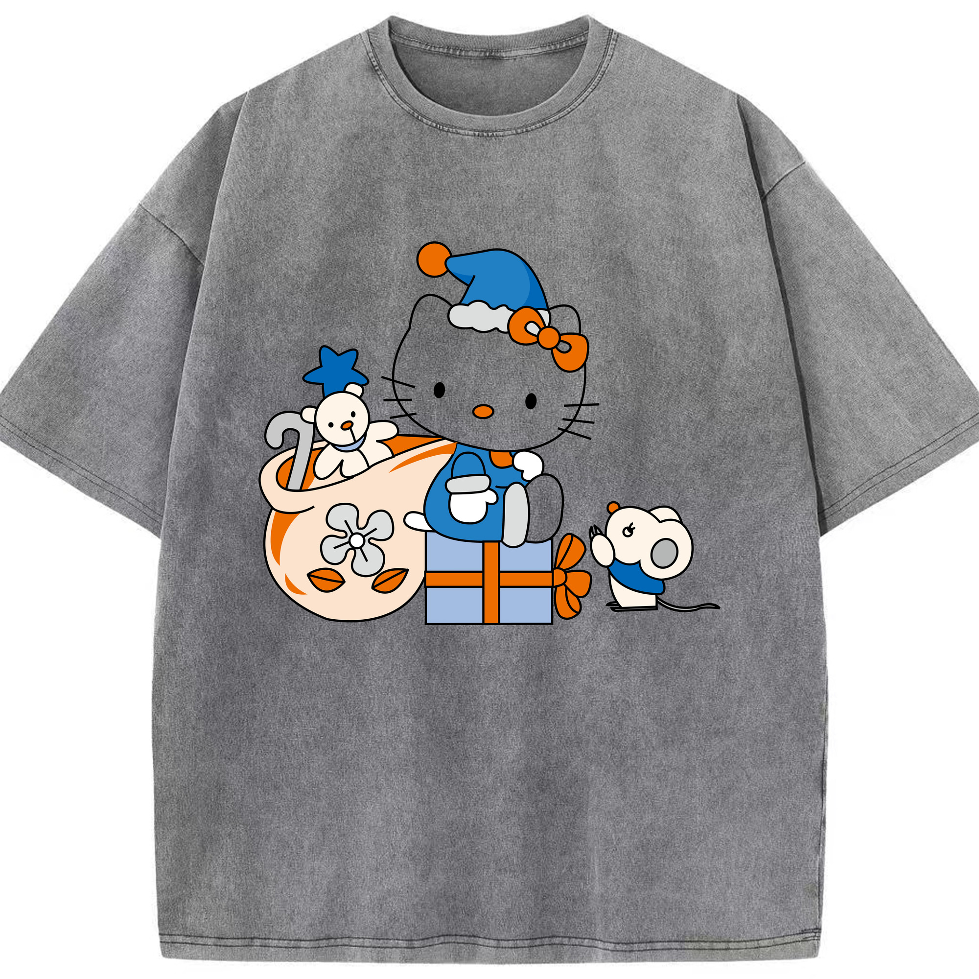 （画像用） Hello Kitty ハローキティ 綿100% ヴィンテージ風 半袖Tシャツ（フロントプリント）