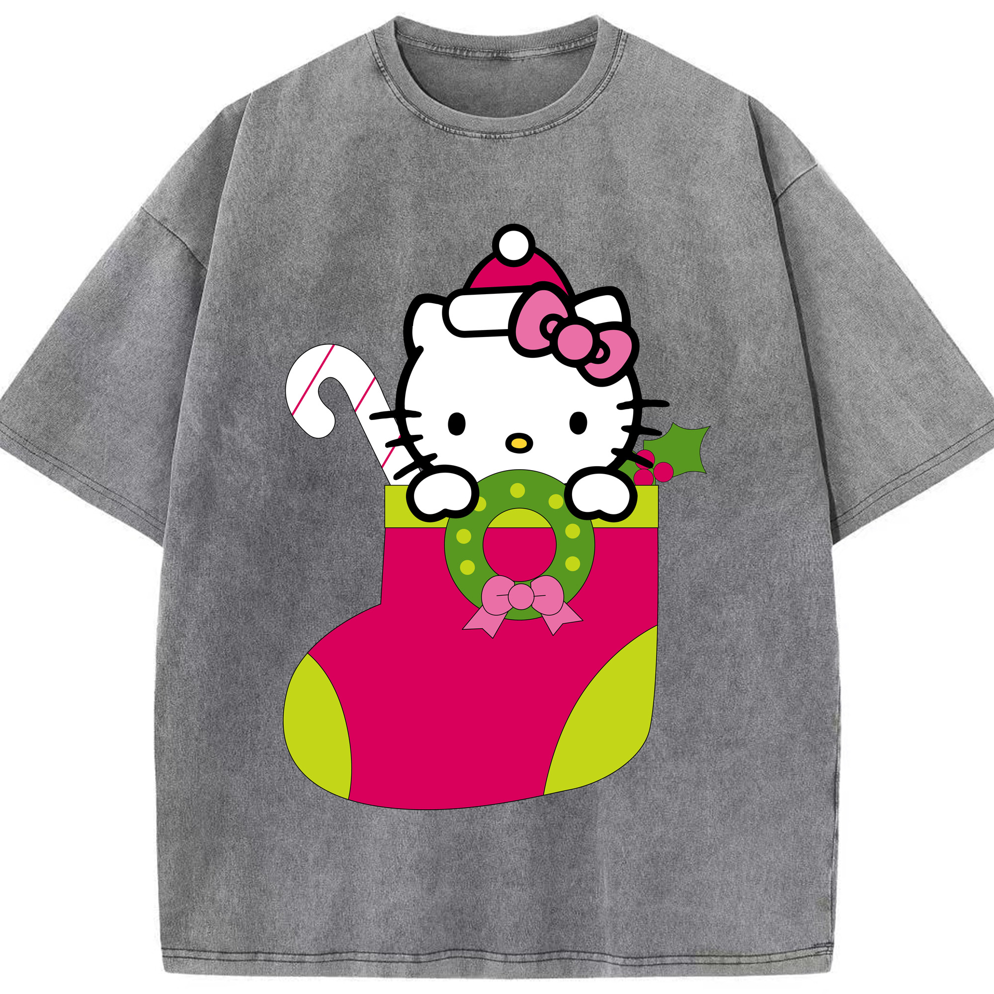 （画像用） Hello Kitty ハローキティ 綿100% ヴィンテージ風 半袖Tシャツ（フロントプリント）