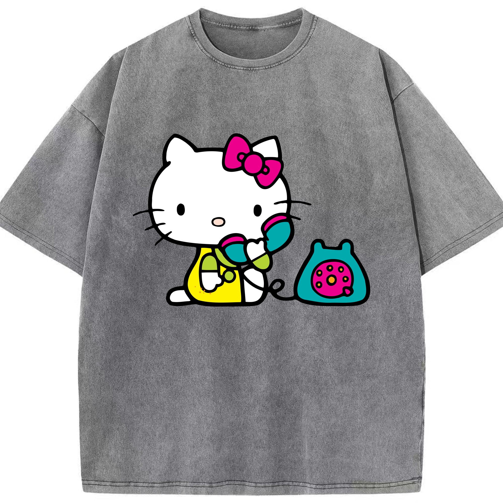 （画像用） Hello Kitty ハローキティ 綿100% ヴィンテージ風 半袖Tシャツ（フロントプリント）