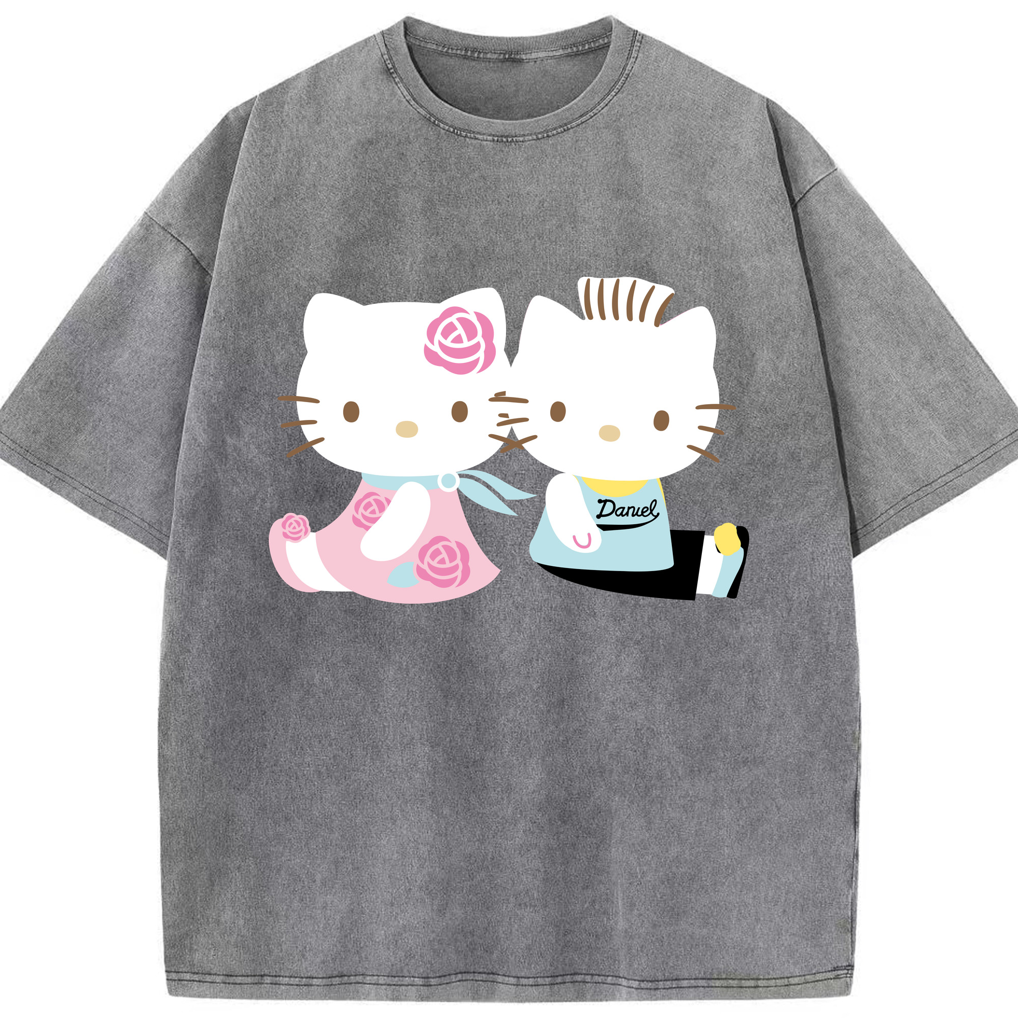 （画像用） Hello Kitty ハローキティ 綿100% ヴィンテージ風 半袖Tシャツ（フロントプリント）