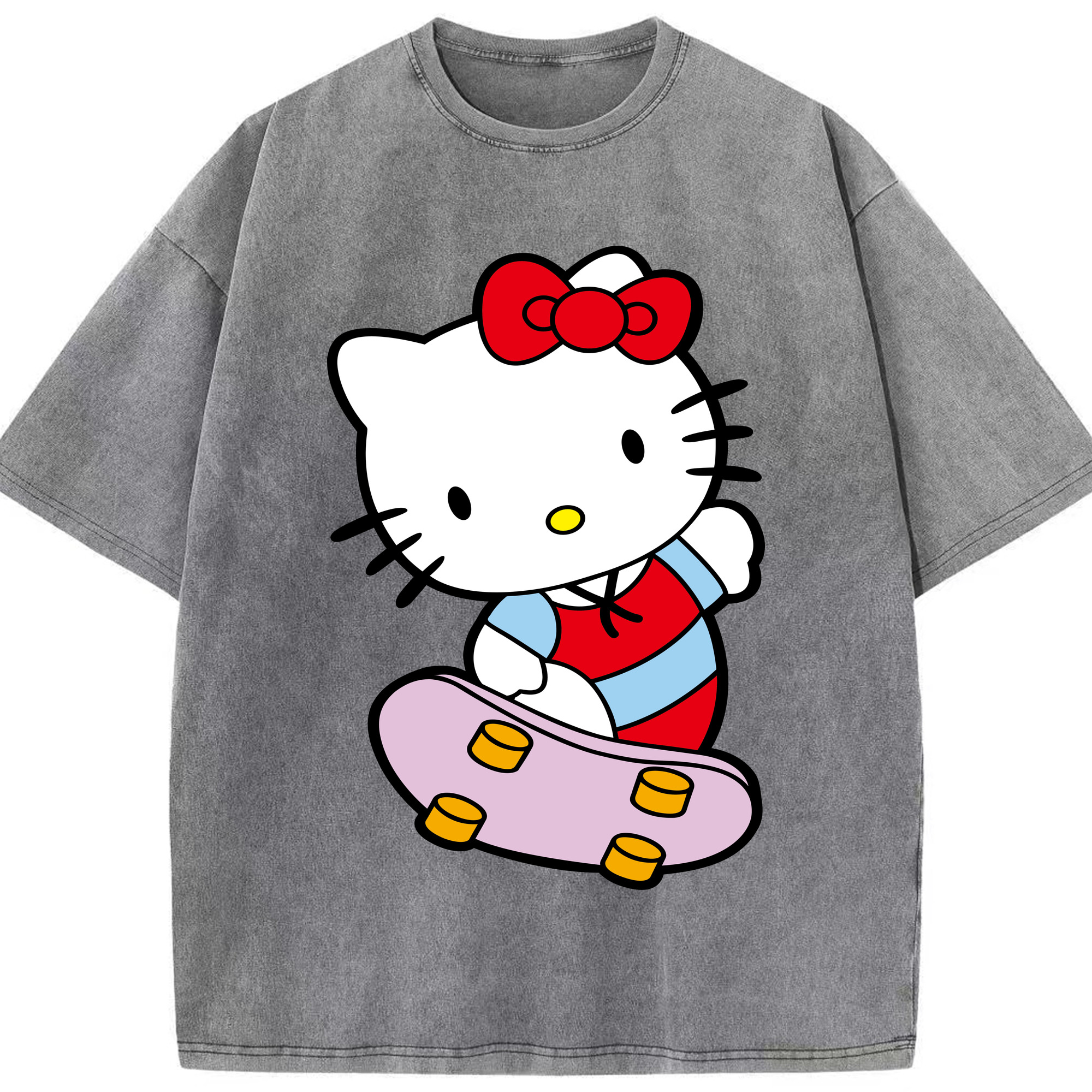 （画像用） Hello Kitty ハローキティ 綿100% ヴィンテージ風 半袖Tシャツ（フロントプリント）
