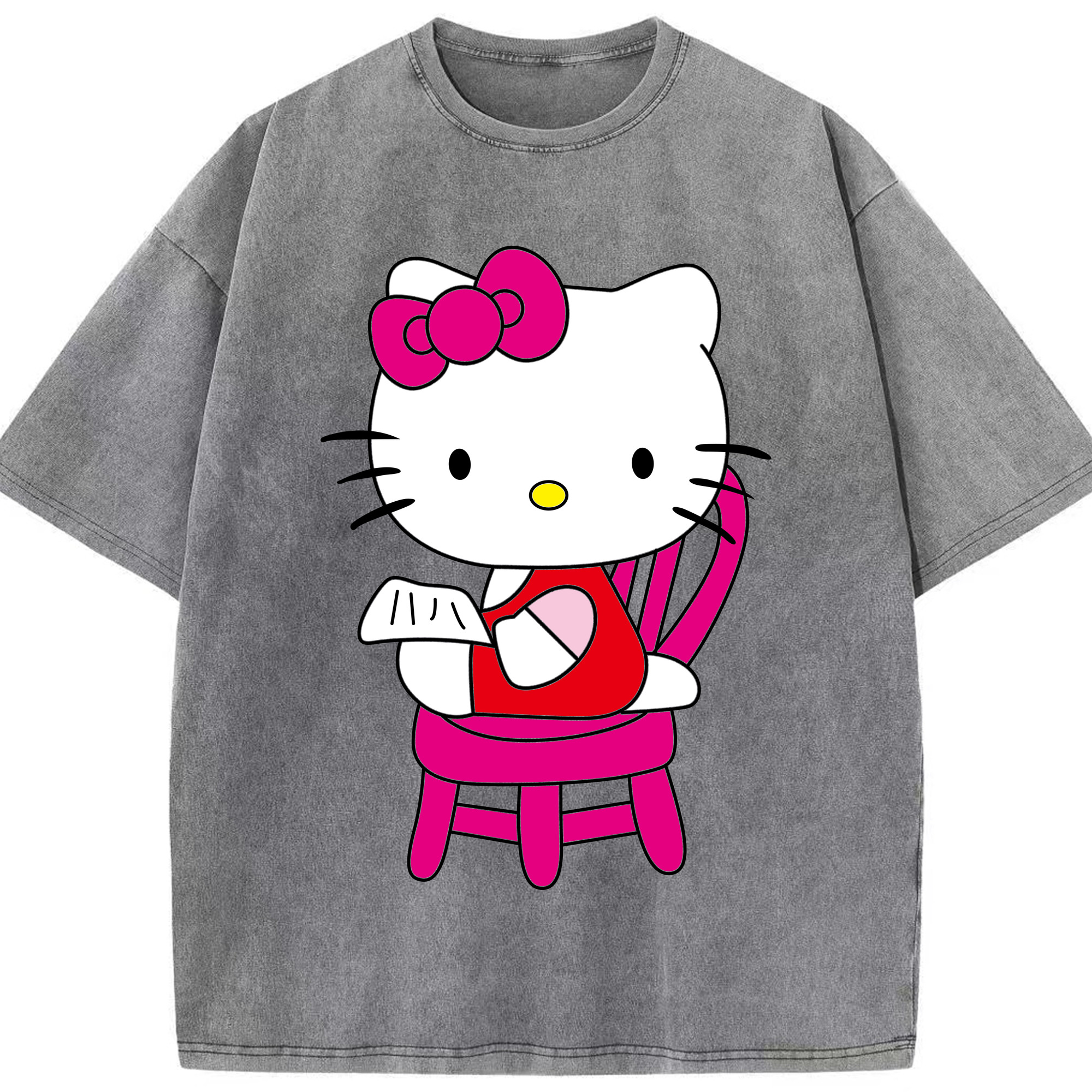（画像用） Hello Kitty ハローキティ 綿100% ヴィンテージ風 半袖Tシャツ（フロントプリント）