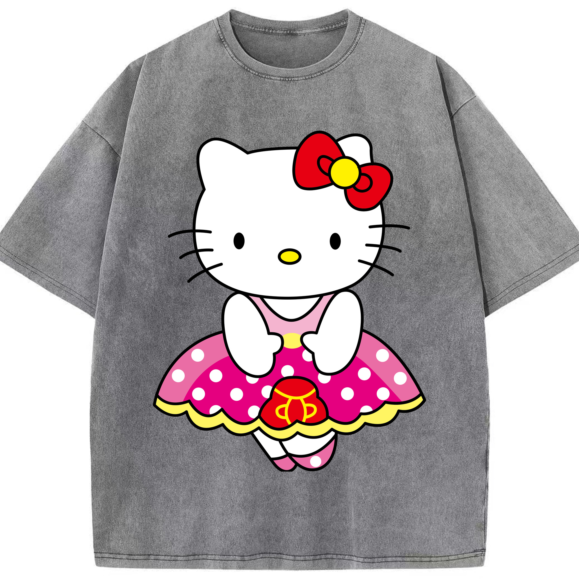 （画像用） Hello Kitty ハローキティ 綿100% ヴィンテージ風 半袖Tシャツ（フロントプリント）