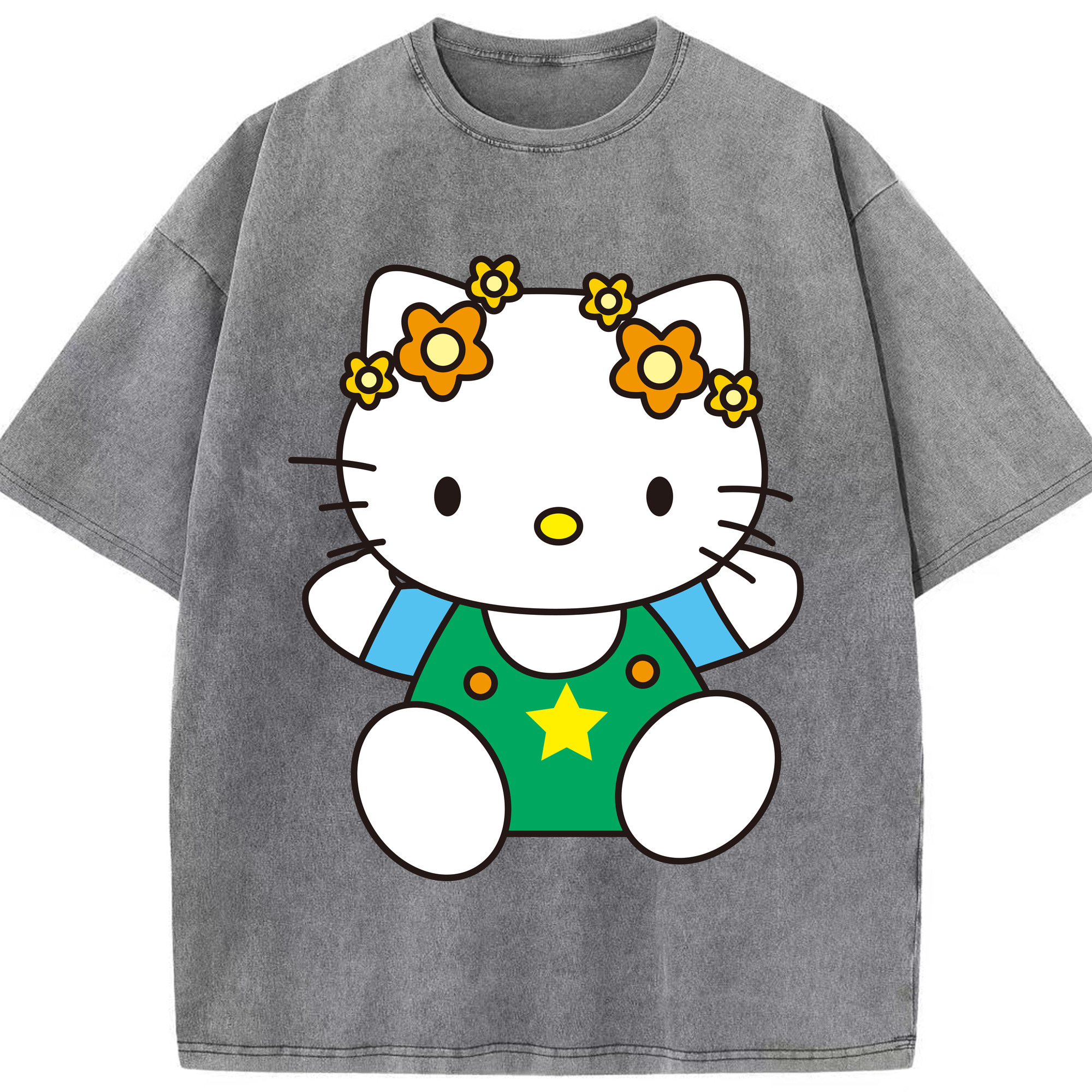 （画像用） Hello Kitty ハローキティ 綿100% ヴィンテージ風 半袖Tシャツ（フロントプリント）