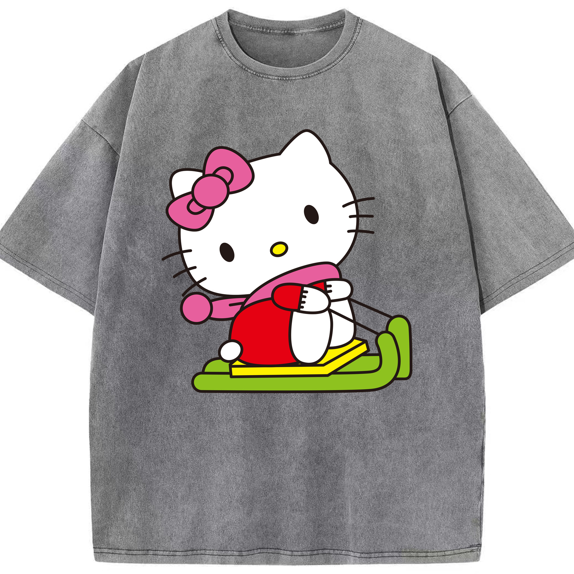 （画像用） Hello Kitty ハローキティ 綿100% ヴィンテージ風 半袖Tシャツ（フロントプリント）