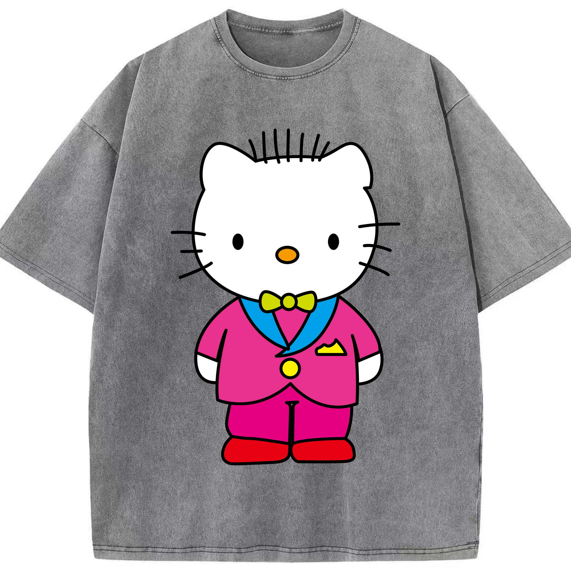 （画像用） Hello Kitty ハローキティ 綿100% ヴィンテージ風 半袖Tシャツ（フロントプリント）