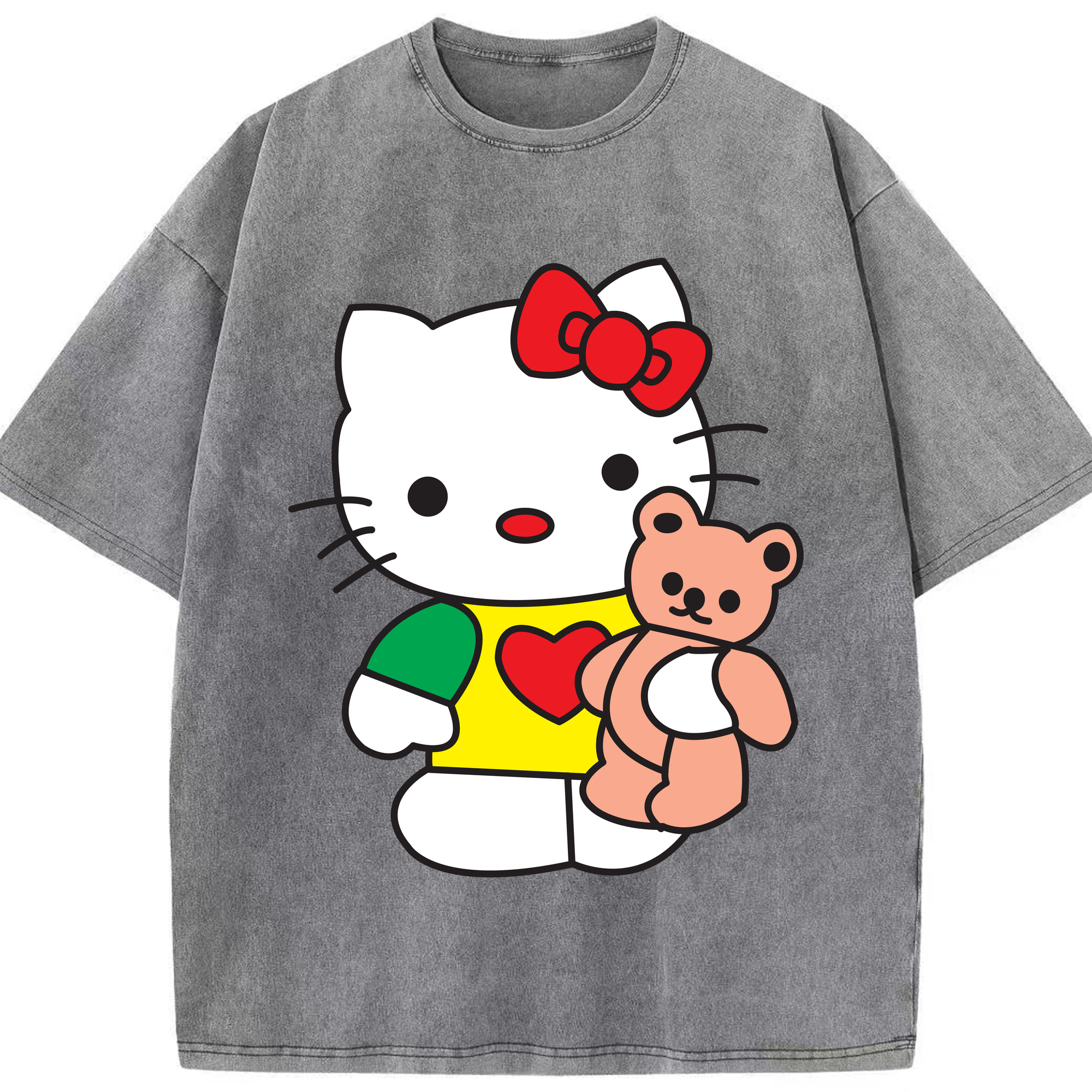 （画像用） Hello Kitty ハローキティ 綿100% ヴィンテージ風 半袖Tシャツ（フロントプリント）