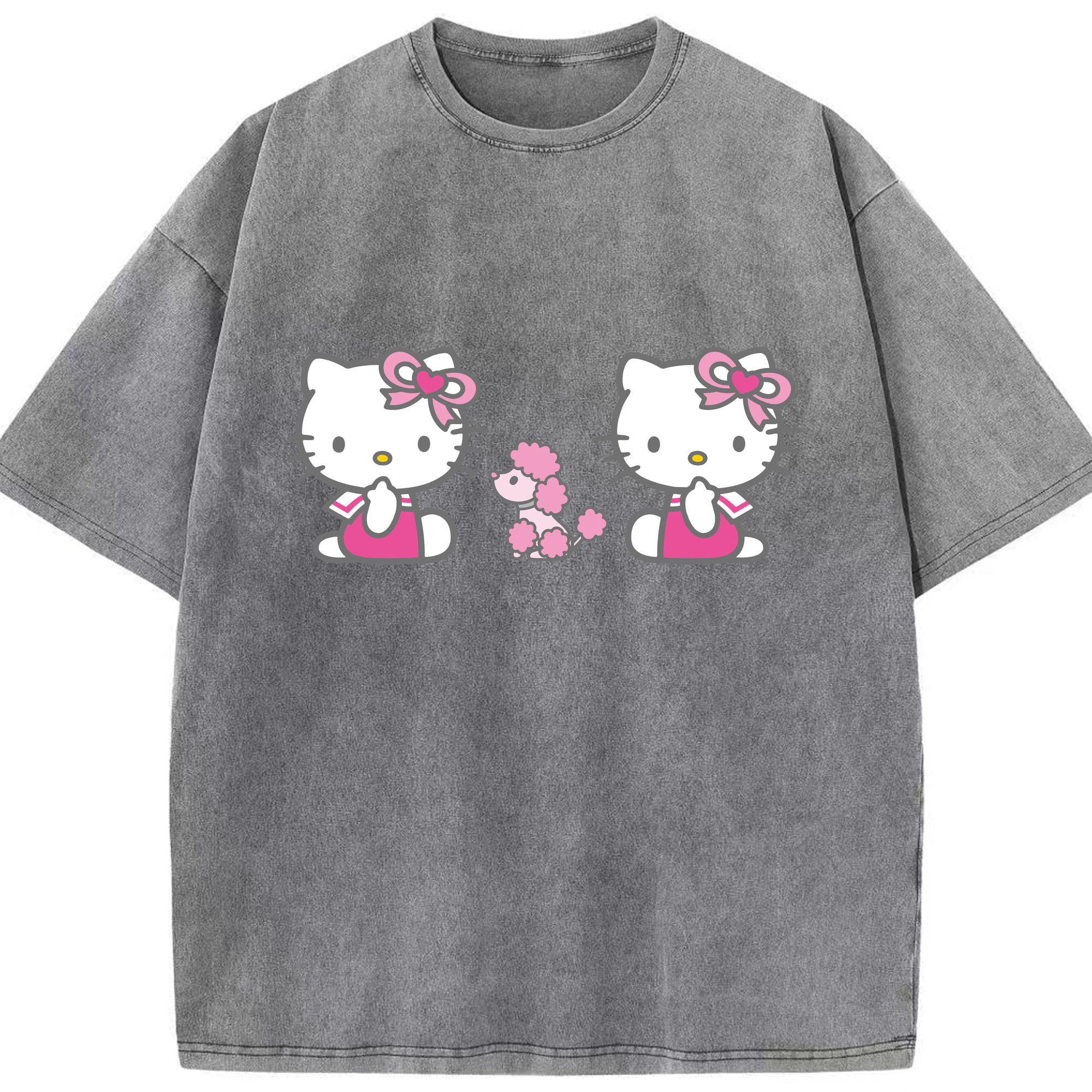 （画像用） Hello Kitty ハローキティ 綿100% ヴィンテージ風 半袖Tシャツ（フロントプリント）