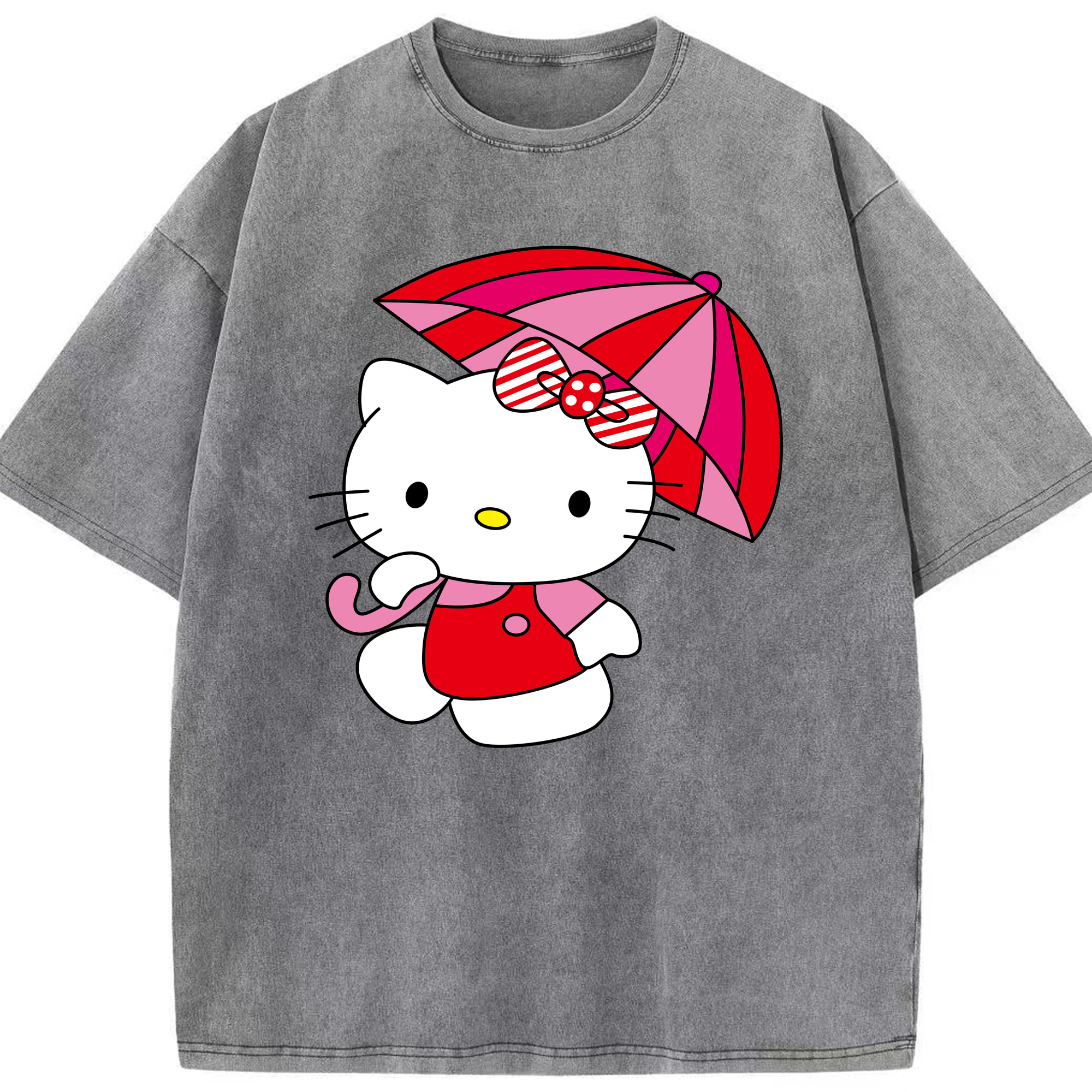 （画像用） Hello Kitty ハローキティ 綿100% ヴィンテージ風 半袖Tシャツ（フロントプリント）