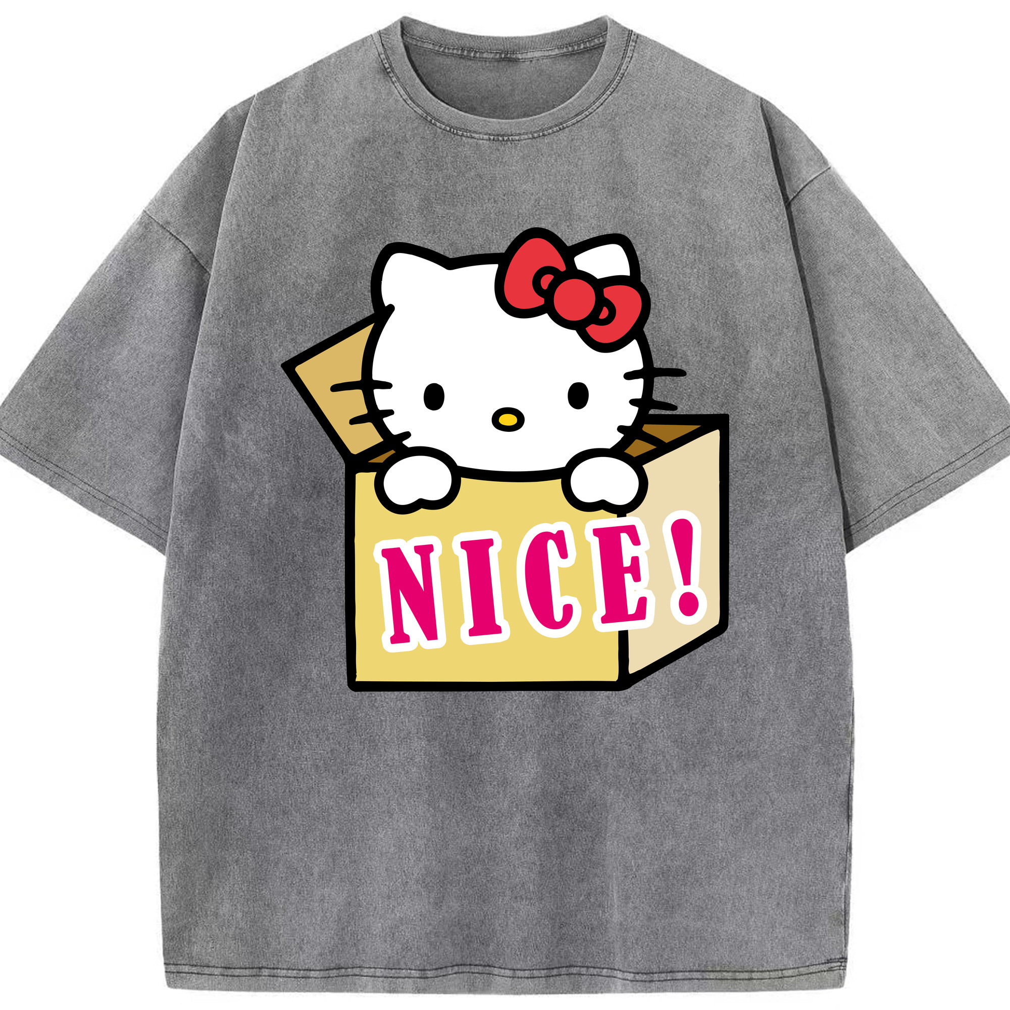 （画像用） Hello Kitty ハローキティ 綿100% ヴィンテージ風 半袖Tシャツ（フロントプリント）