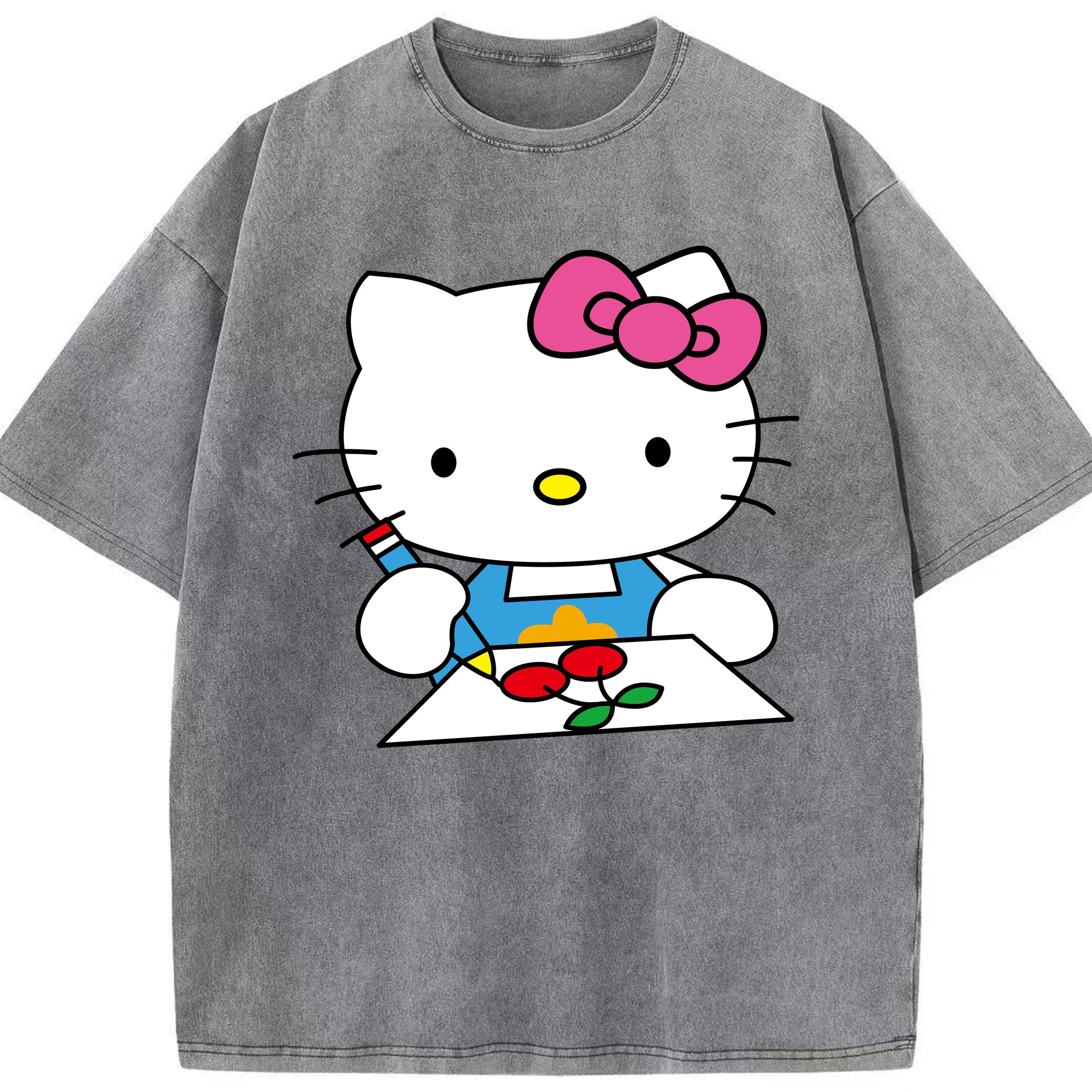 （画像用） Hello Kitty ハローキティ 綿100% ヴィンテージ風 半袖Tシャツ（フロントプリント）