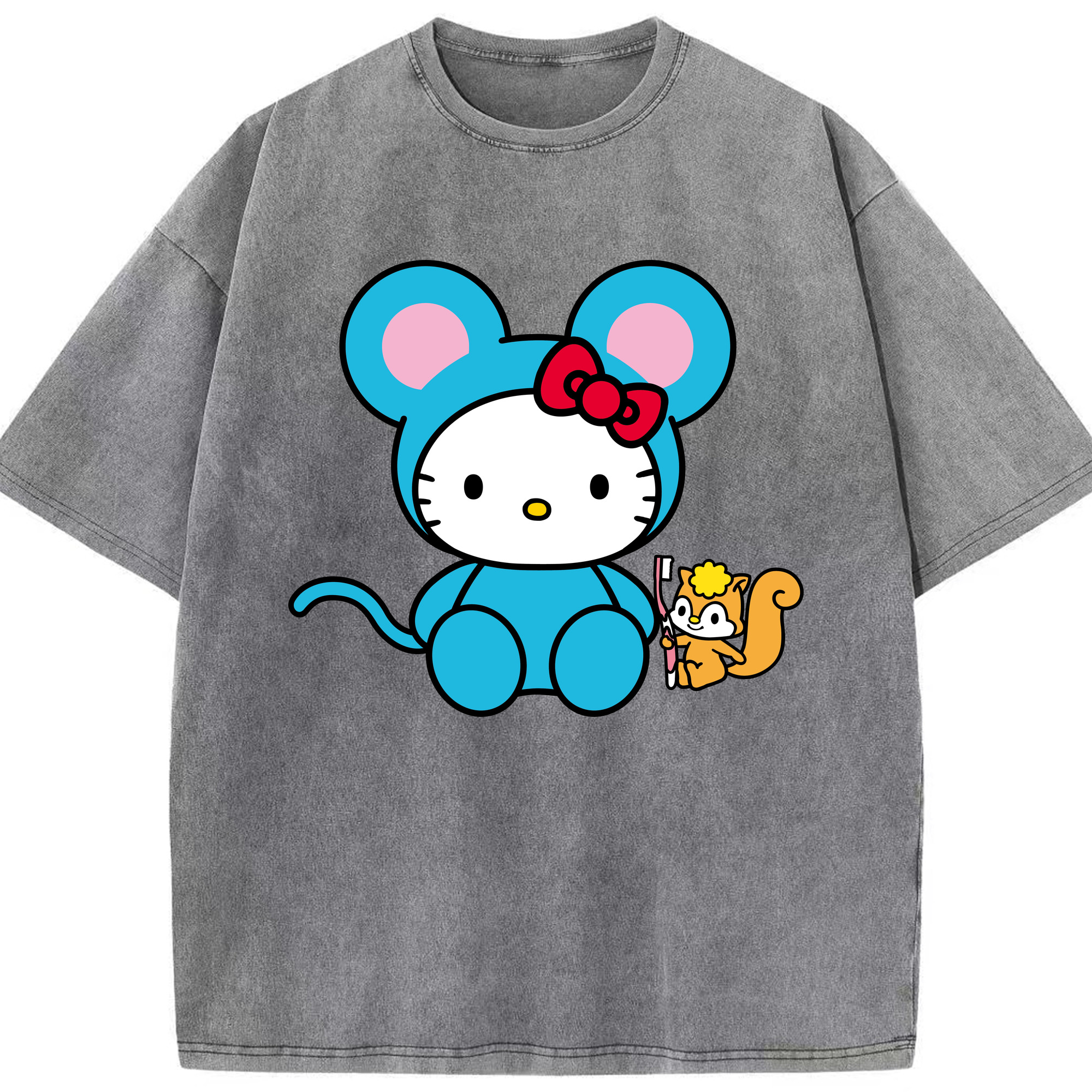 （画像用） Hello Kitty ハローキティ 綿100% ヴィンテージ風 半袖Tシャツ（フロントプリント）