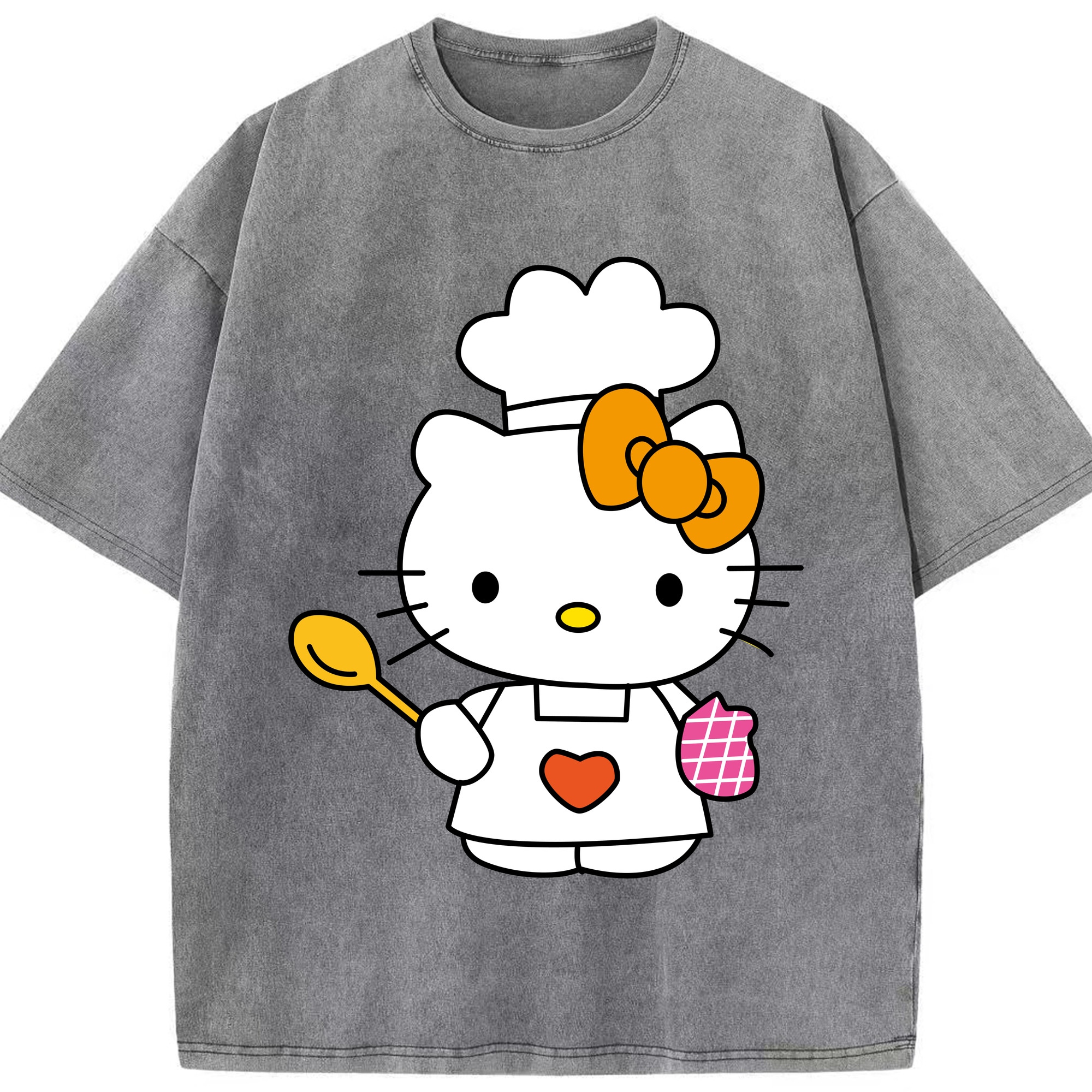 （画像用） Hello Kitty ハローキティ 綿100% ヴィンテージ風 半袖Tシャツ（フロントプリント）