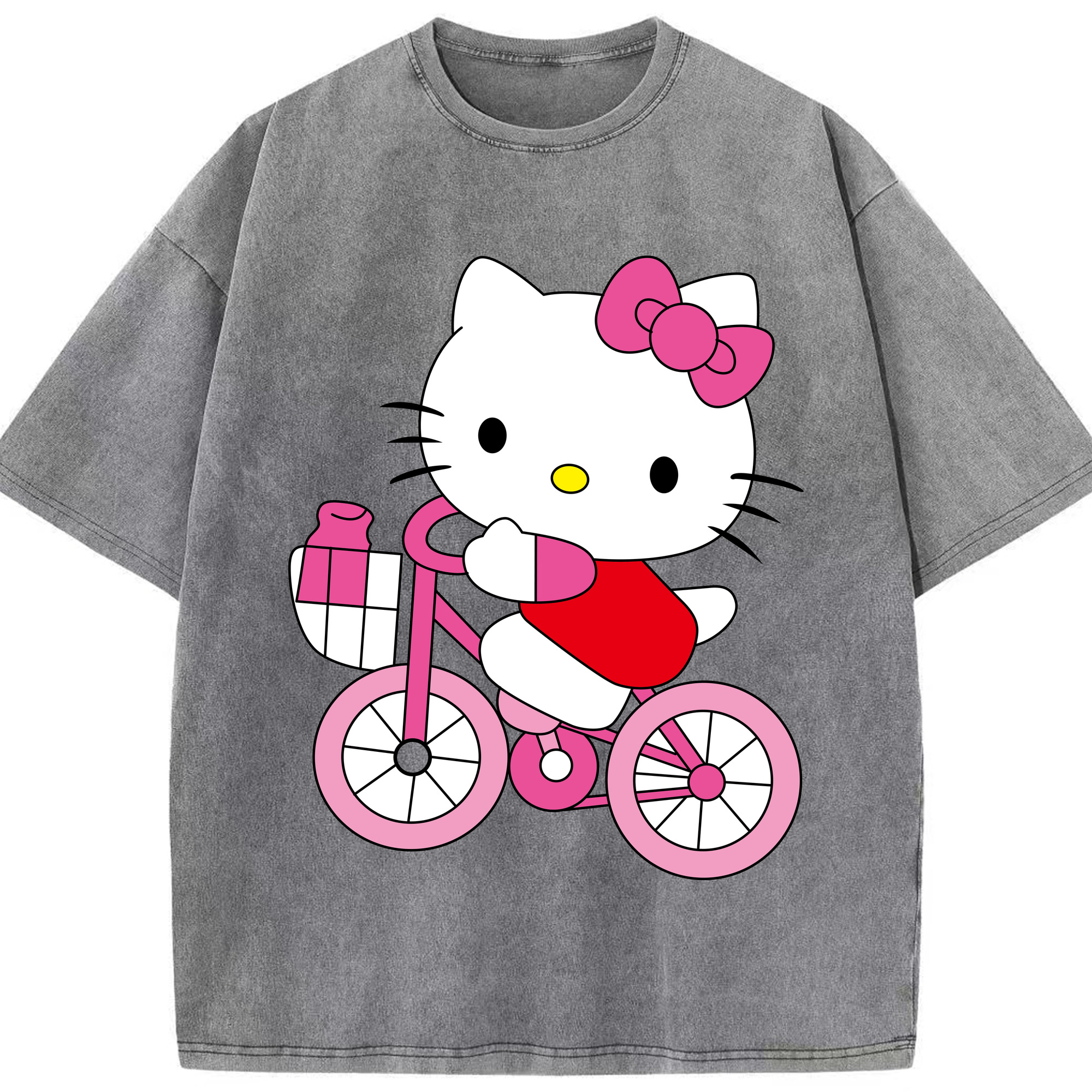 （画像用） Hello Kitty ハローキティ 綿100% ヴィンテージ風 半袖Tシャツ（フロントプリント）
