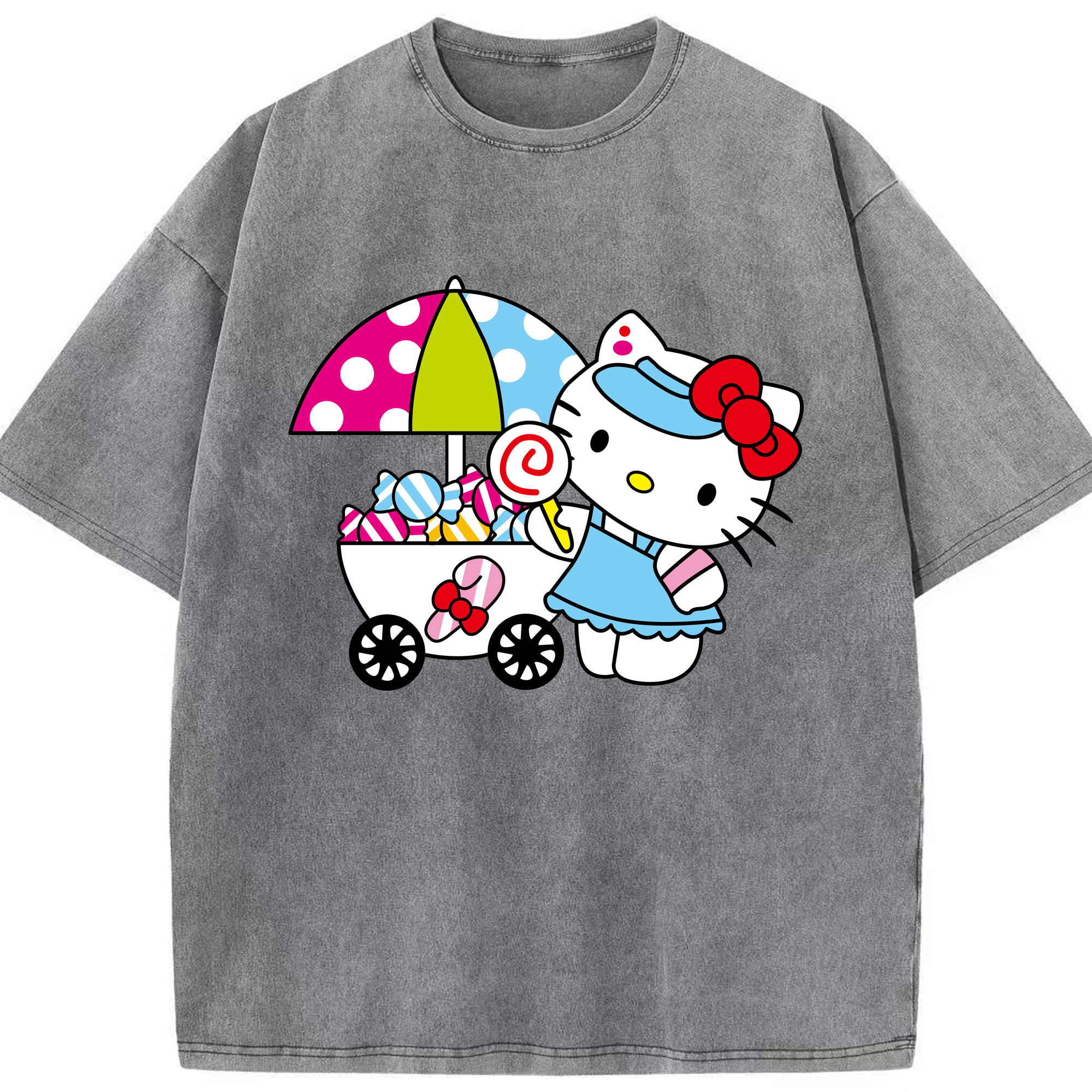 （画像用） Hello Kitty ハローキティ 綿100% ヴィンテージ風 半袖Tシャツ（フロントプリント）
