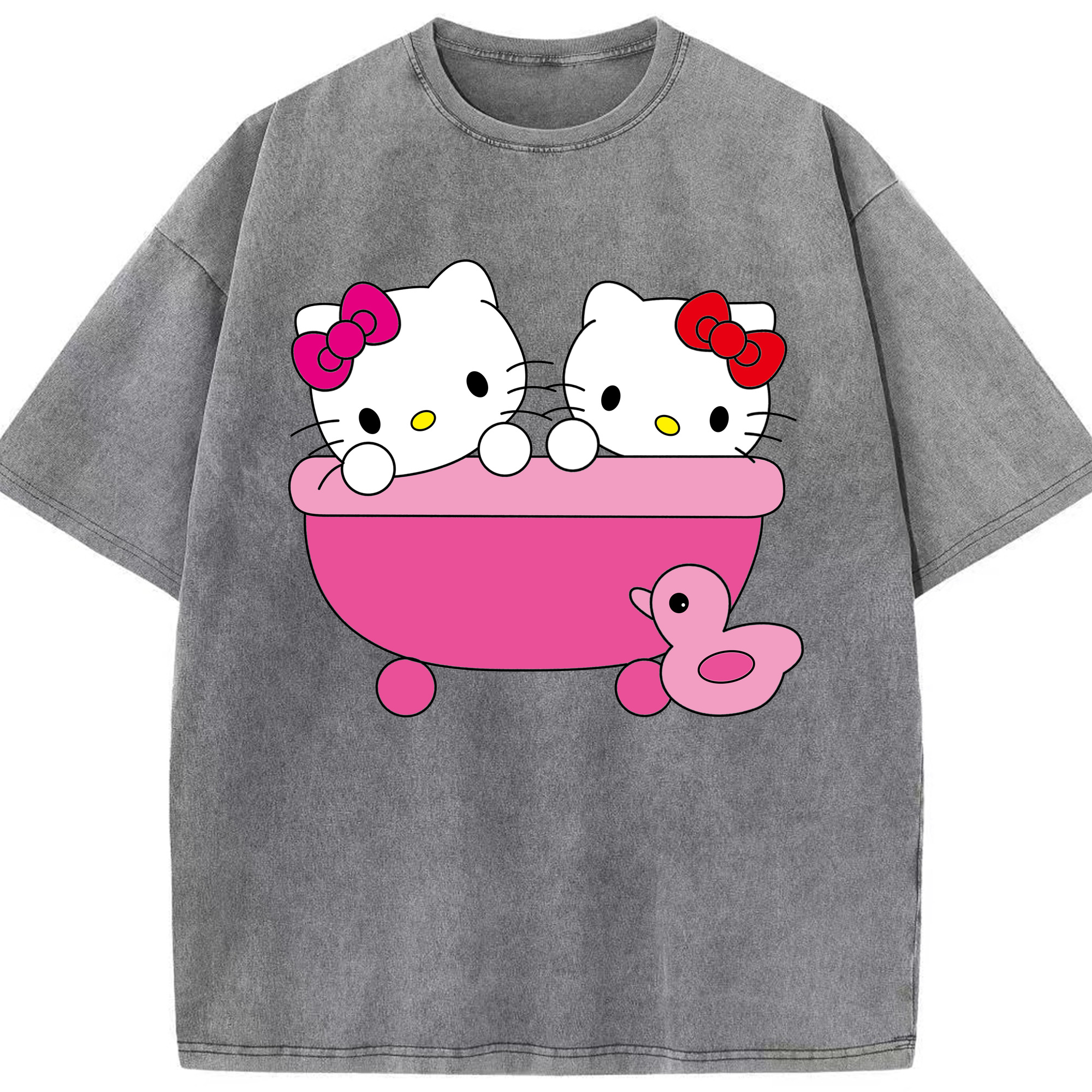 （画像用） Hello Kitty ハローキティ 綿100% ヴィンテージ風 半袖Tシャツ（フロントプリント）