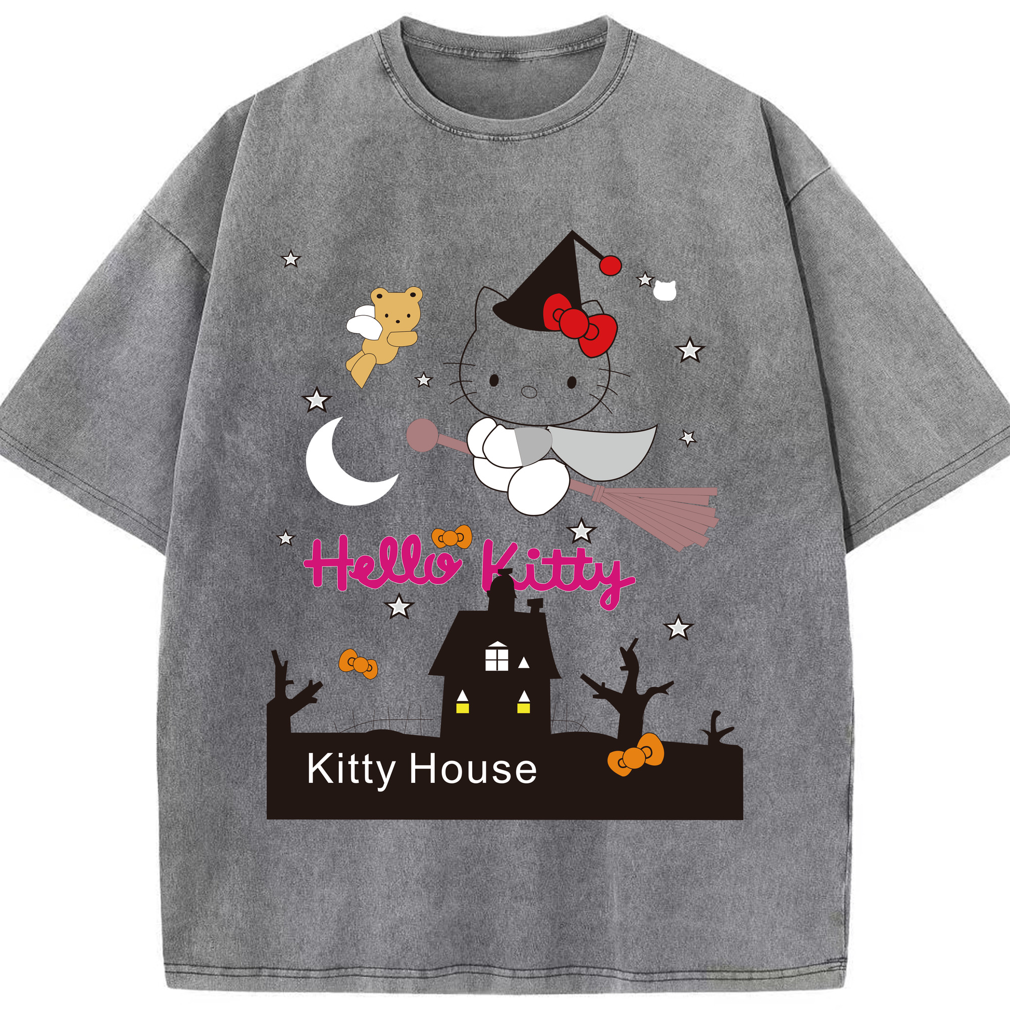 （画像用） Hello Kitty ハローキティ 綿100% ヴィンテージ風 半袖Tシャツ（フロントプリント）