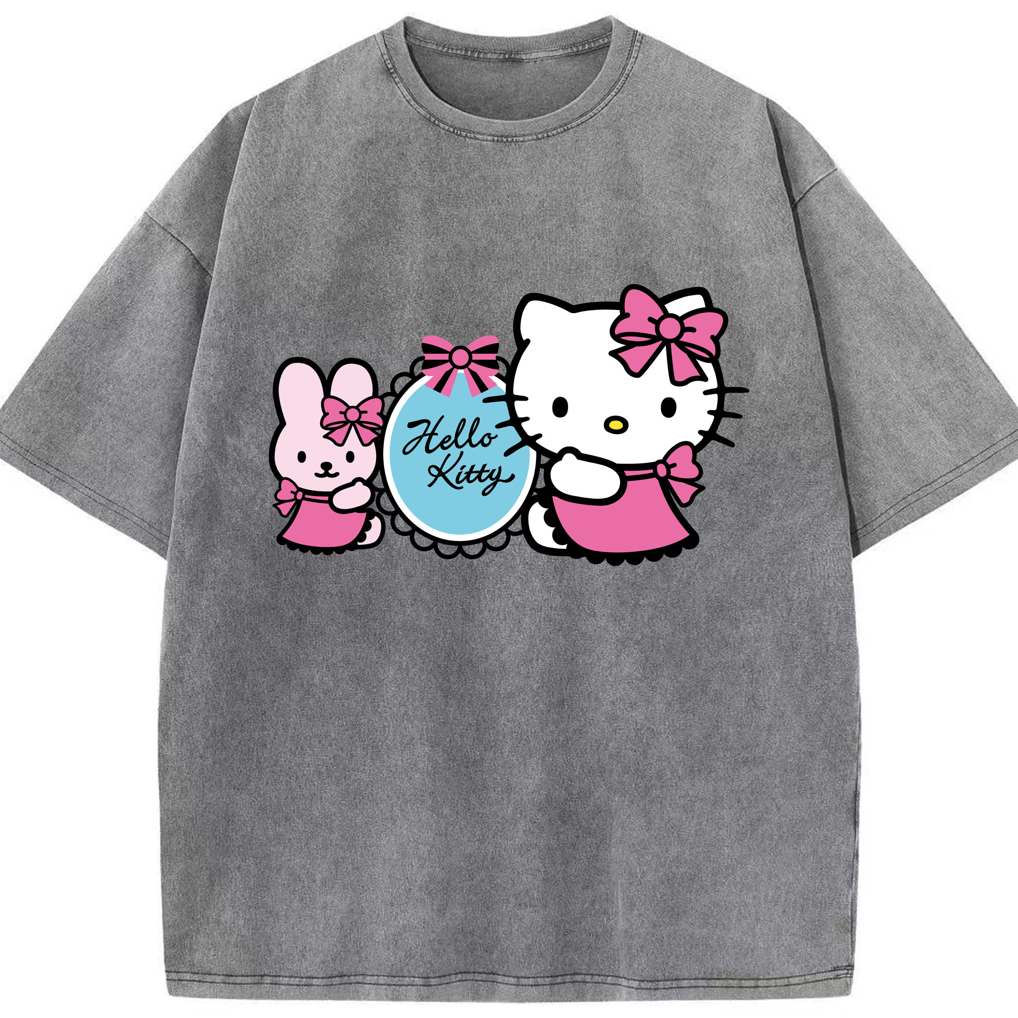 （画像用） Hello Kitty ハローキティ 綿100% ヴィンテージ風 半袖Tシャツ（フロントプリント）