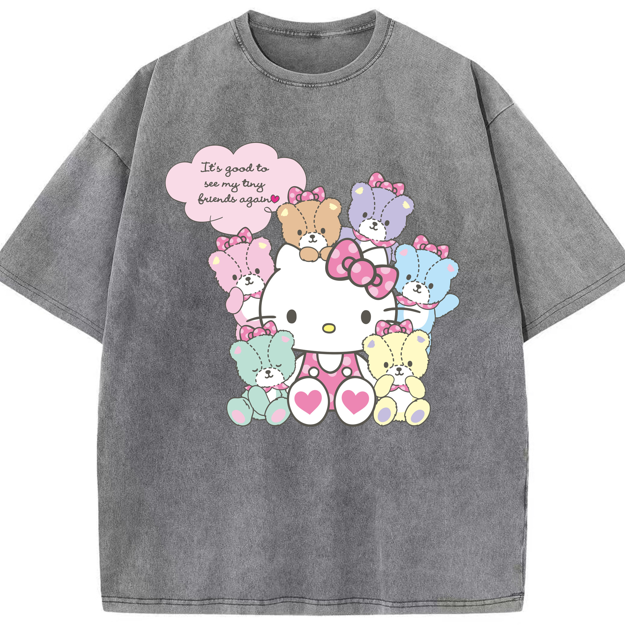 （画像用） Hello Kitty ハローキティ 綿100% ヴィンテージ風 半袖Tシャツ（フロントプリント）