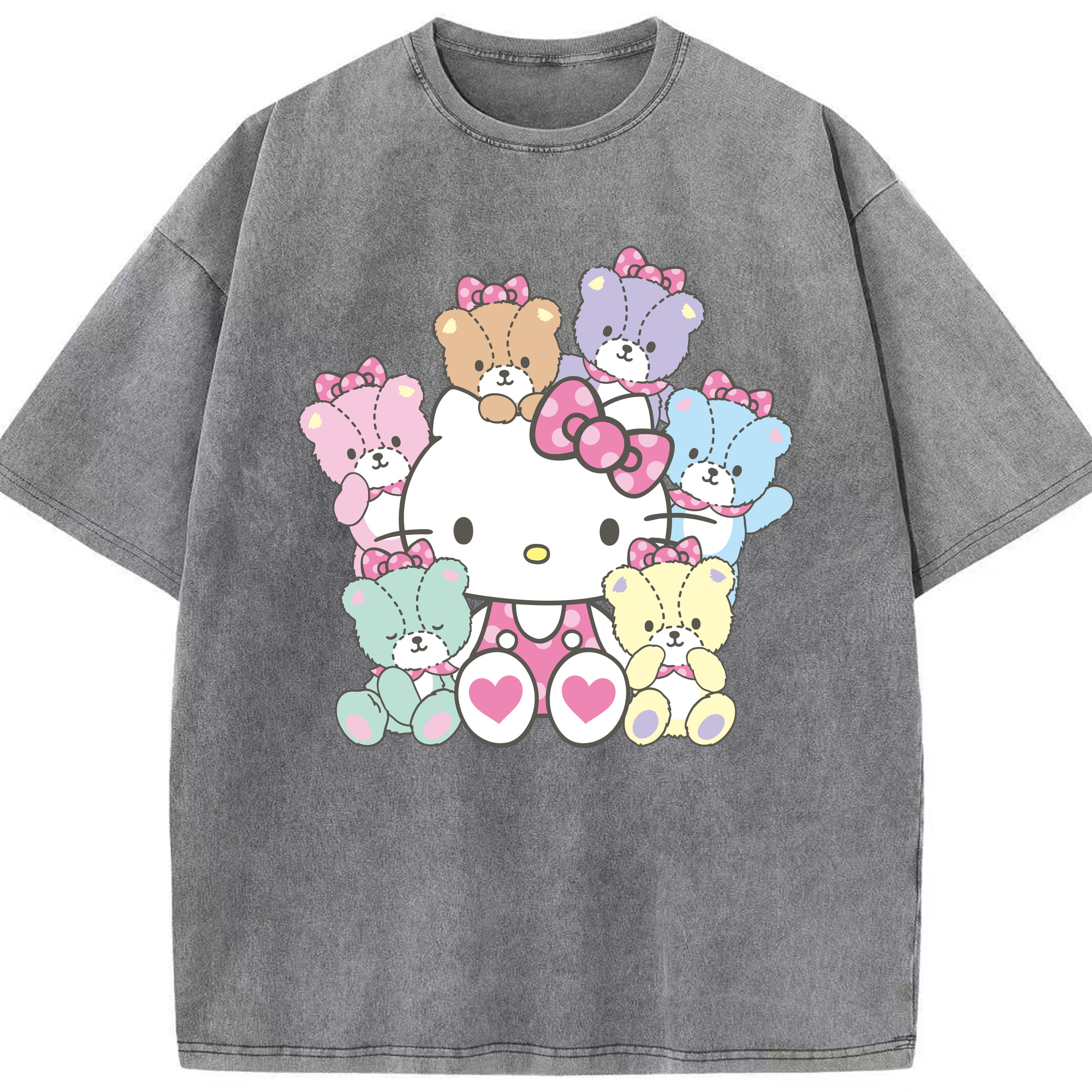 （画像用） Hello Kitty ハローキティ 綿100% ヴィンテージ風 半袖Tシャツ（フロントプリント）