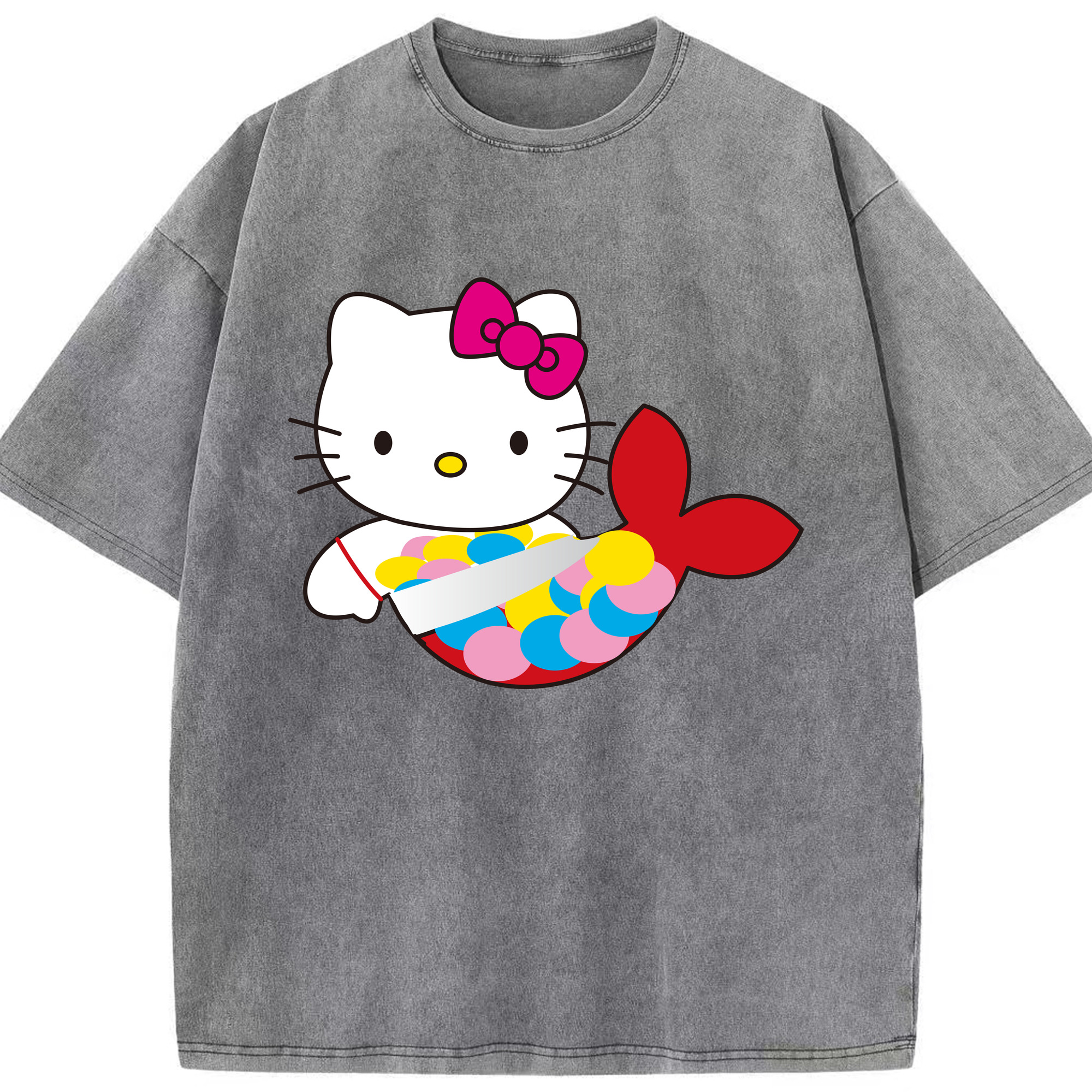 （画像用） Hello Kitty ハローキティ 綿100% ヴィンテージ風 半袖Tシャツ（フロントプリント）