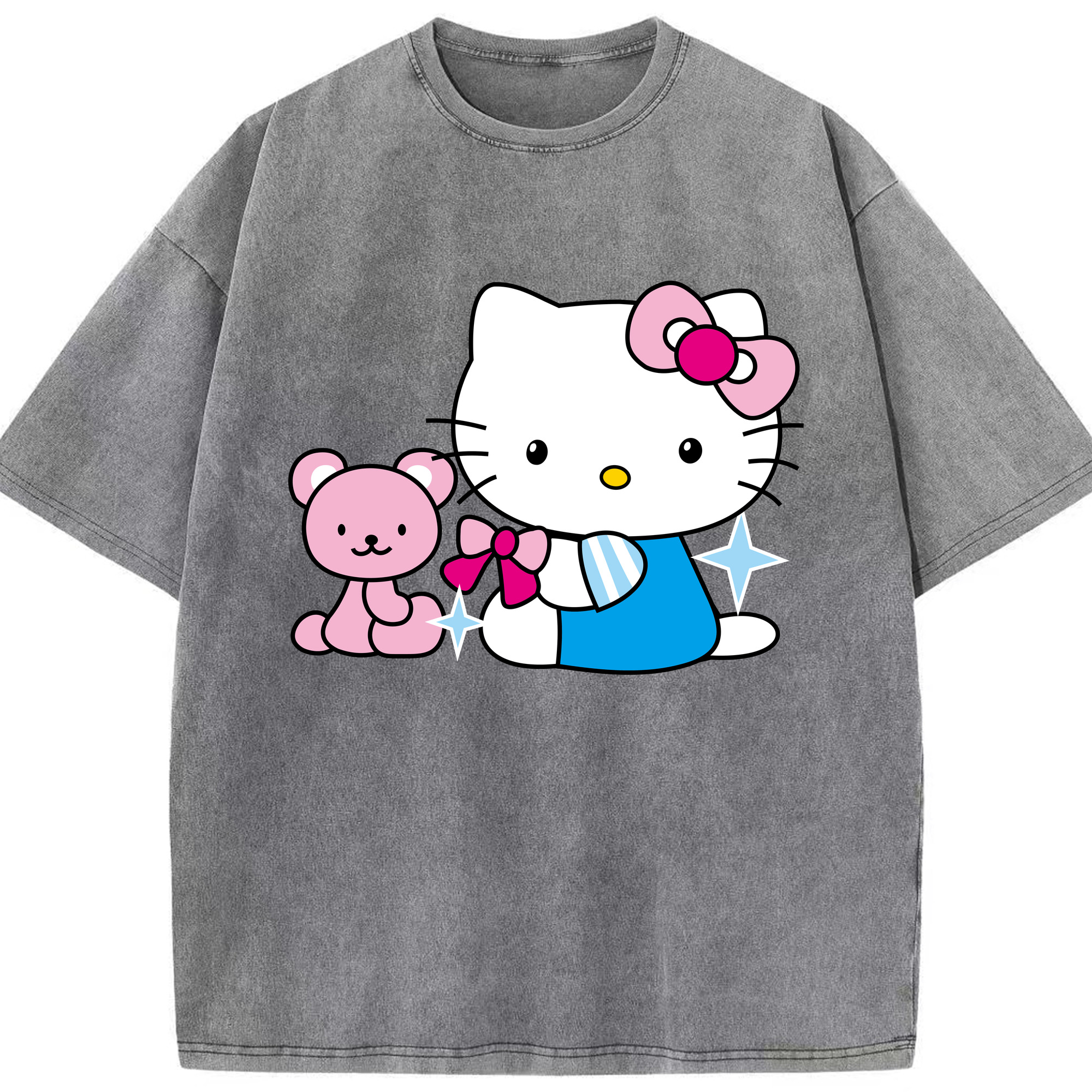 （画像用） Hello Kitty ハローキティ 綿100% ヴィンテージ風 半袖Tシャツ（フロントプリント）