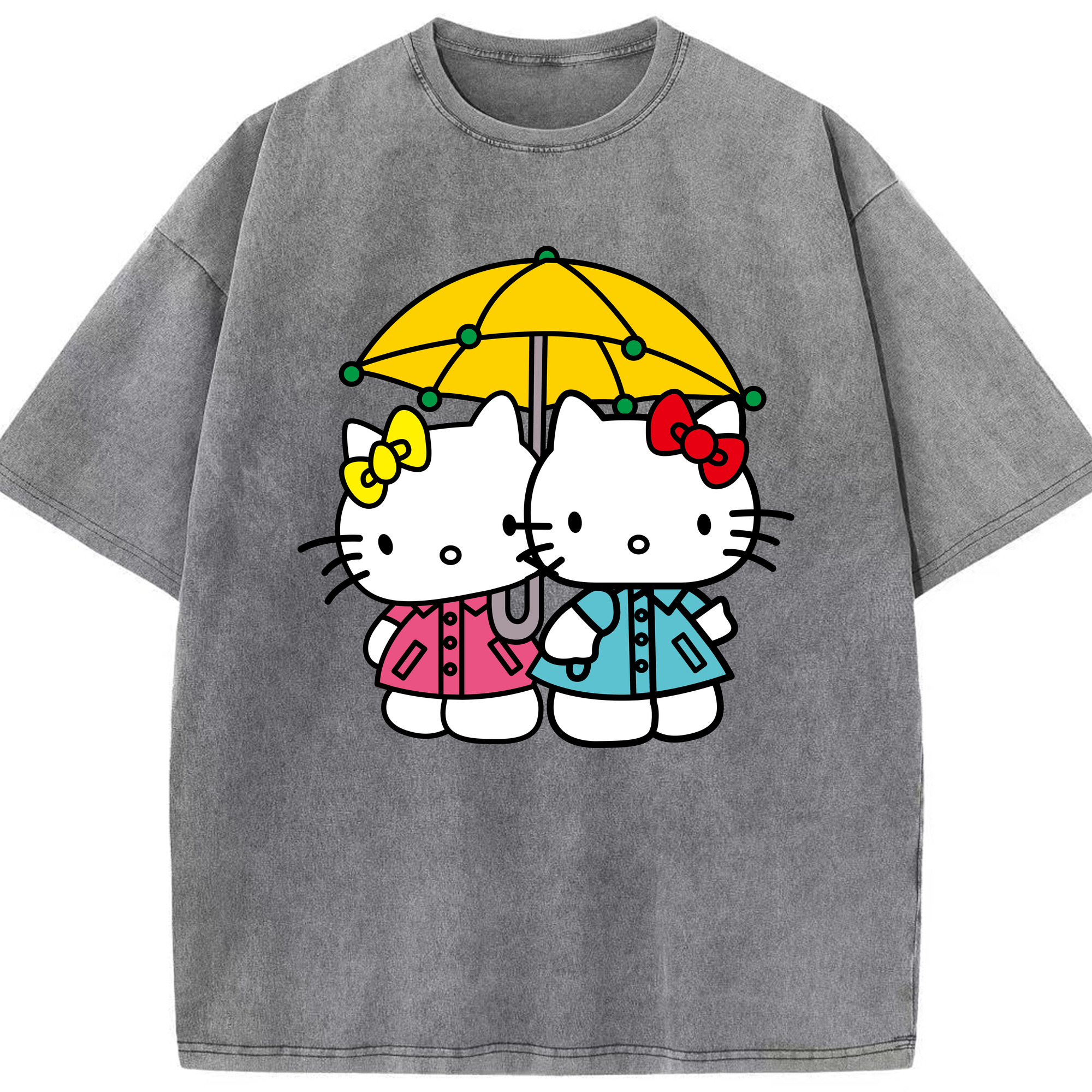 （画像用） Hello Kitty ハローキティ 綿100% ヴィンテージ風 半袖Tシャツ（フロントプリント）