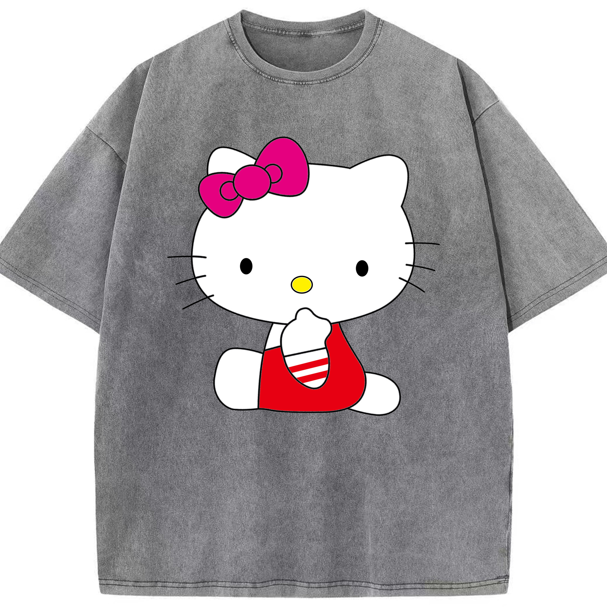 （画像用） Hello Kitty ハローキティ 綿100% ヴィンテージ風 半袖Tシャツ（フロントプリント）