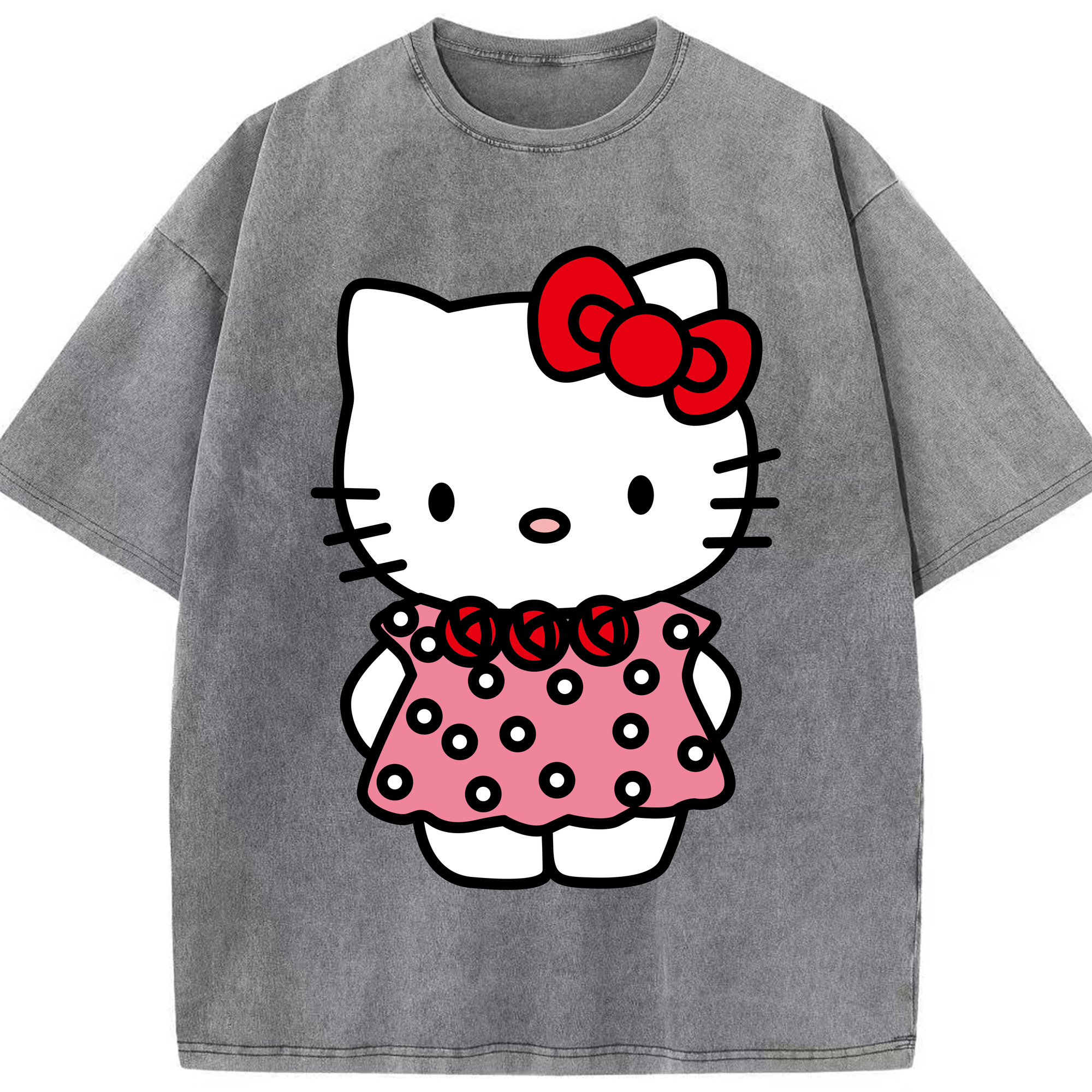 （画像用） Hello Kitty ハローキティ 綿100% ヴィンテージ風 半袖Tシャツ（フロントプリント）