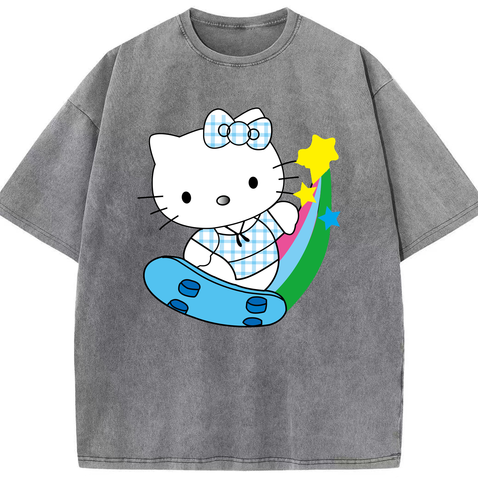 （画像用） Hello Kitty ハローキティ 綿100% ヴィンテージ風 半袖Tシャツ（フロントプリント）