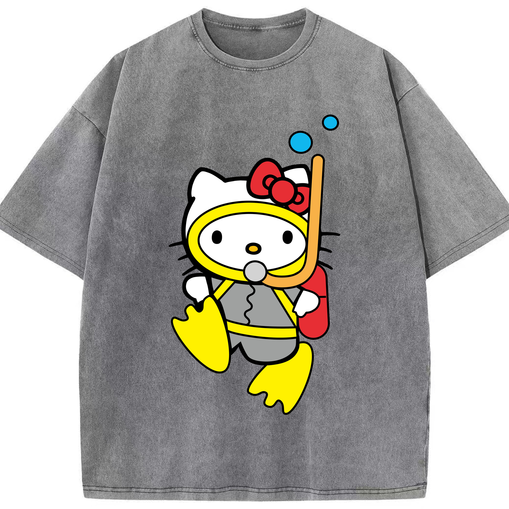 （画像用） Hello Kitty ハローキティ 綿100% ヴィンテージ風 半袖Tシャツ（フロントプリント）