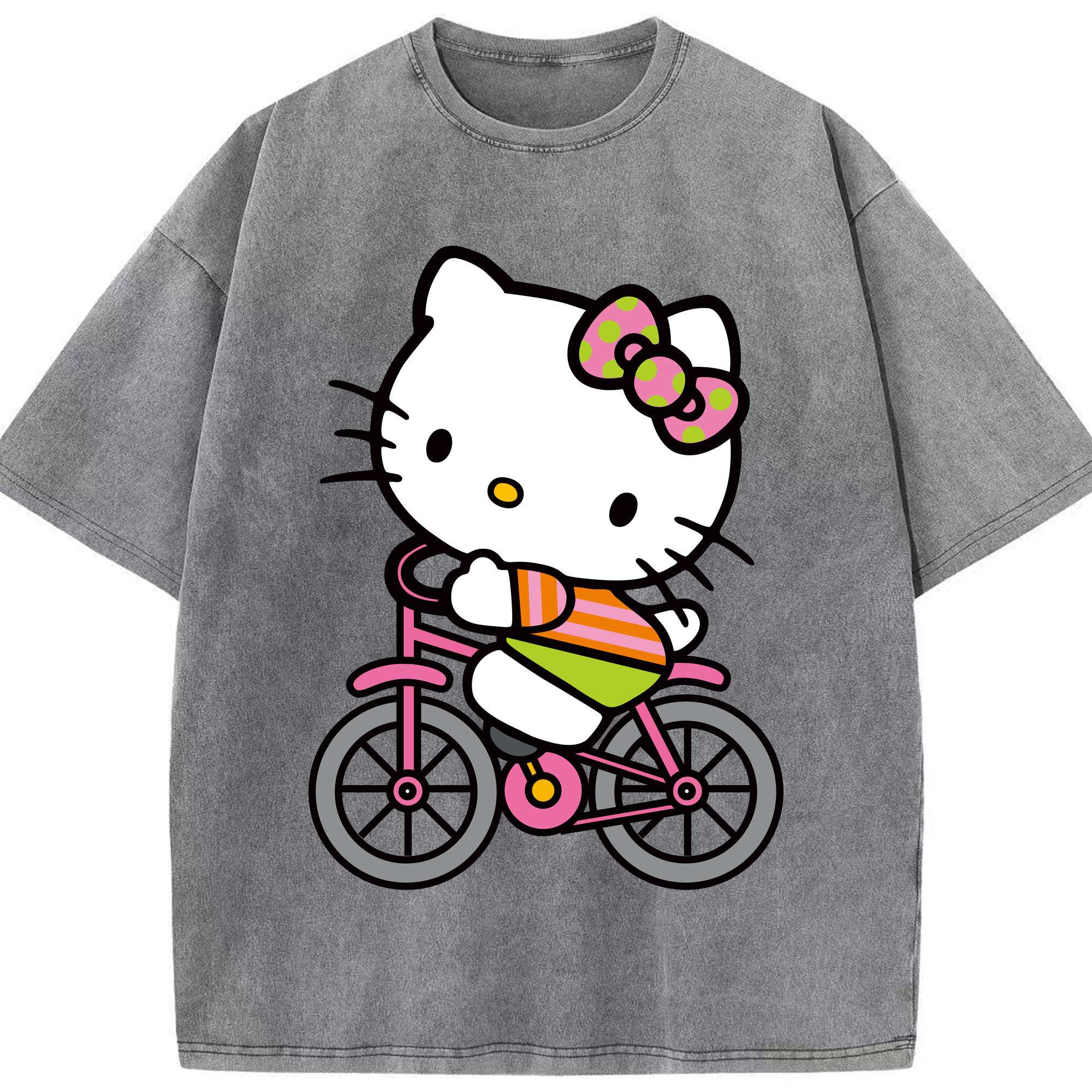 （画像用） Hello Kitty ハローキティ 綿100% ヴィンテージ風 半袖Tシャツ（フロントプリント）