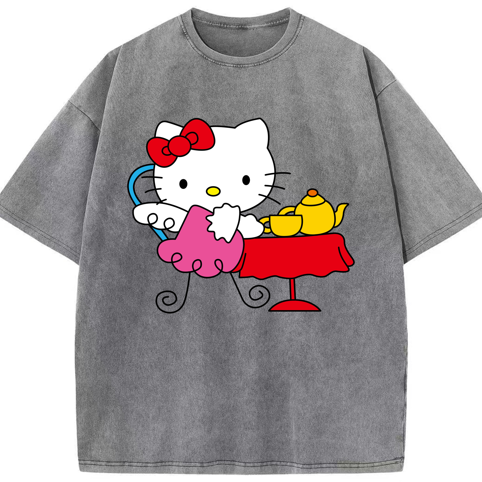 （画像用） Hello Kitty ハローキティ 綿100% ヴィンテージ風 半袖Tシャツ（フロントプリント）