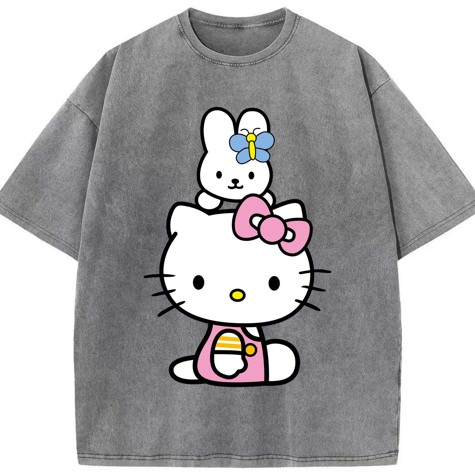 （画像用） Hello Kitty ハローキティ 綿100% ヴィンテージ風 半袖Tシャツ（フロントプリント）