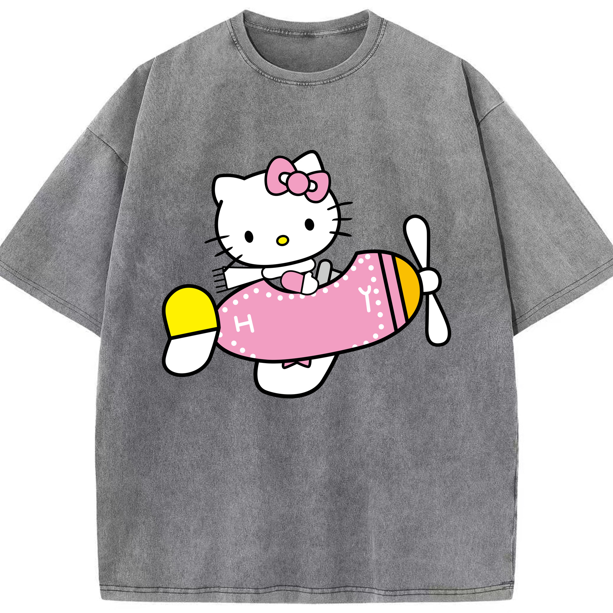 （画像用） Hello Kitty ハローキティ 綿100% ヴィンテージ風 半袖Tシャツ（フロントプリント）