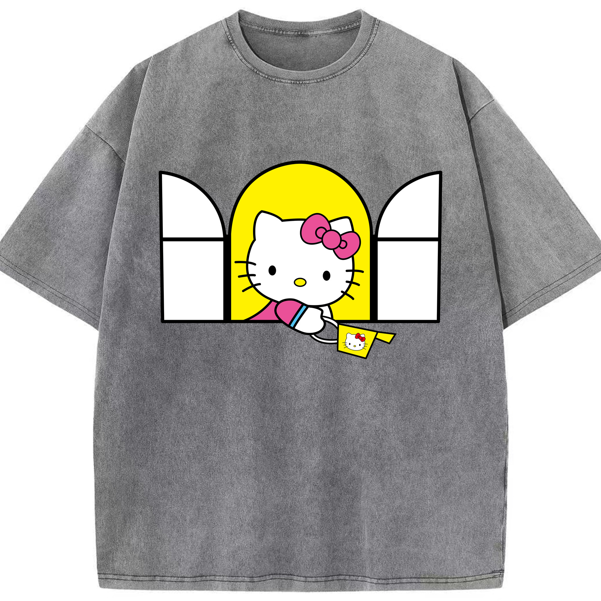 （画像用） Hello Kitty ハローキティ 綿100% ヴィンテージ風 半袖Tシャツ（フロントプリント）
